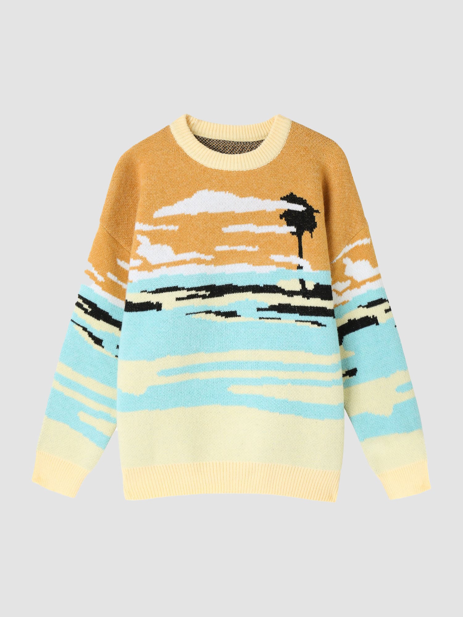 JUSTNOTAG Landscape Pattern Knitted Sweater
