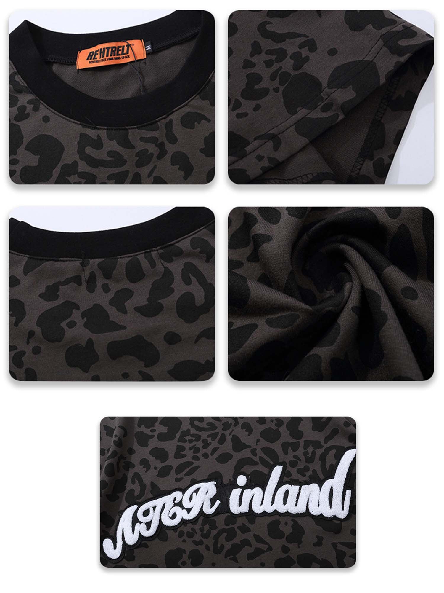 JUSTNOTAG Vintage Leopard Print Cotton Short Sleeve Tee