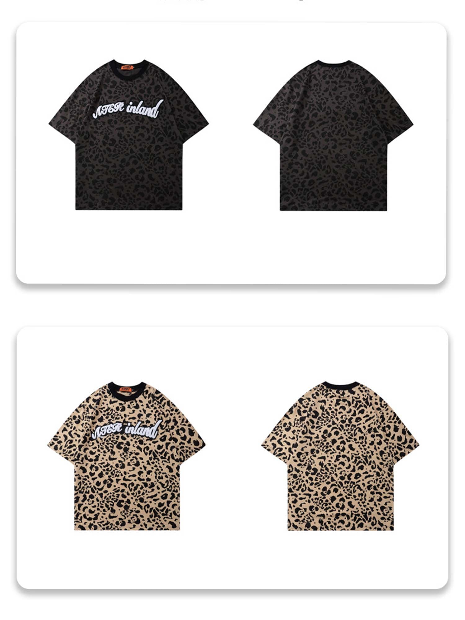 Justnotag T-shirt a maniche corte in cotone con stampa leopardata vintage