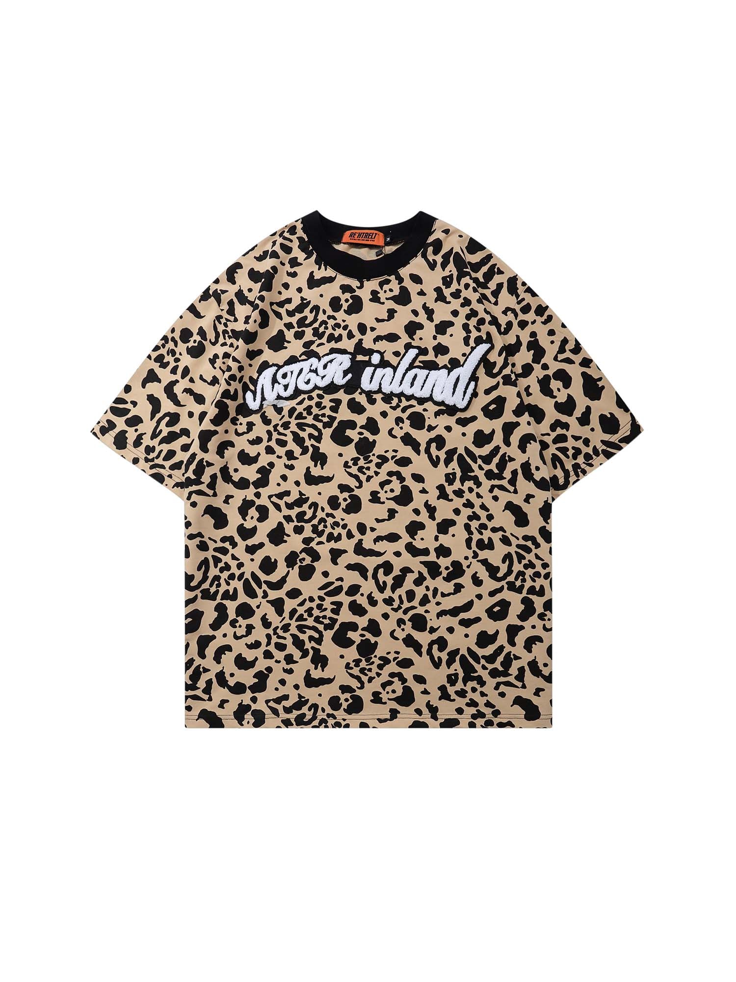 T-shirt à manches courtes en coton à imprimé léopard vintage Justnotag