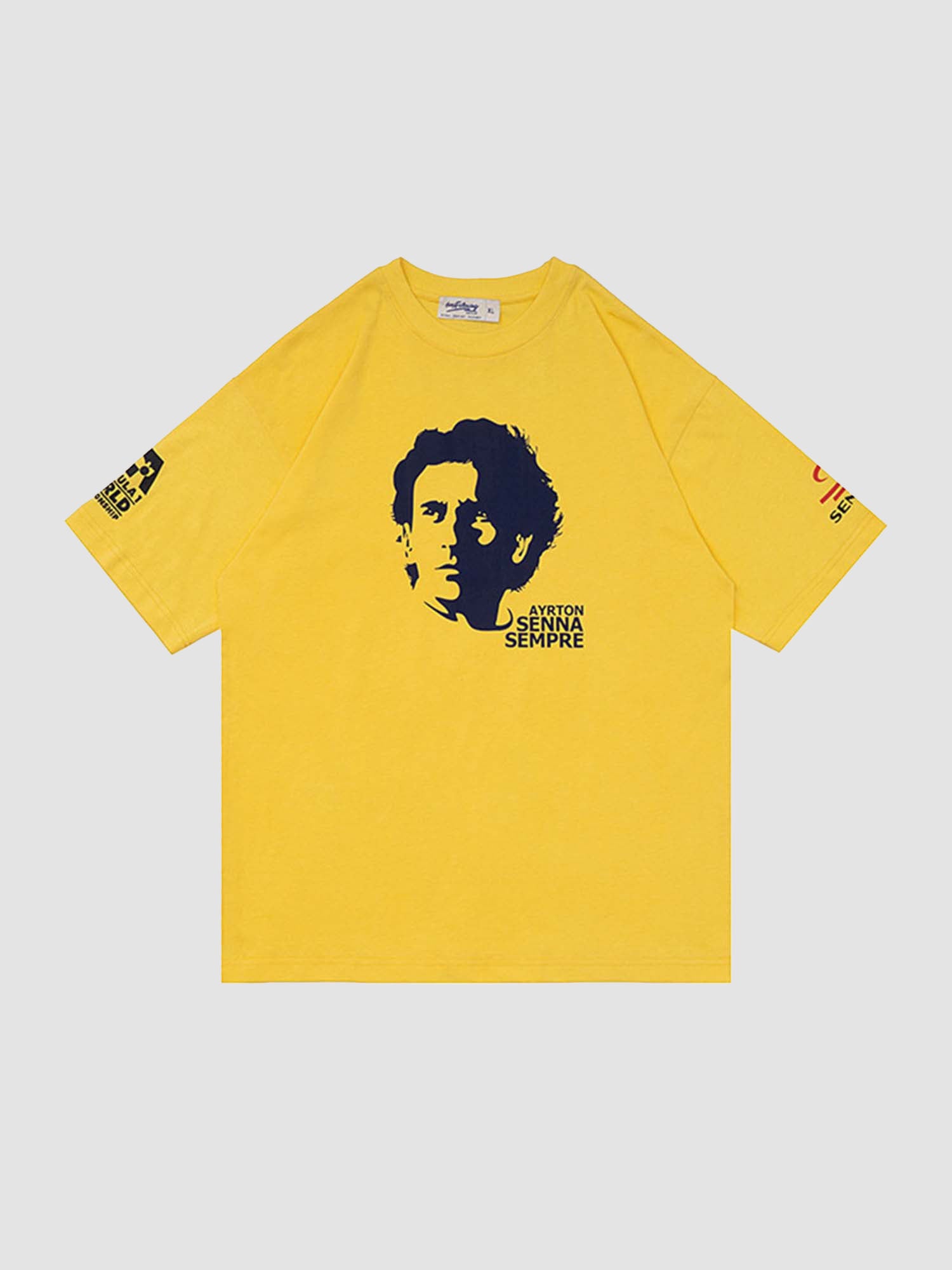 JUSTNOTAG Tribute to the Senna Racer Figure Print Cotton Short Sleeve Tee