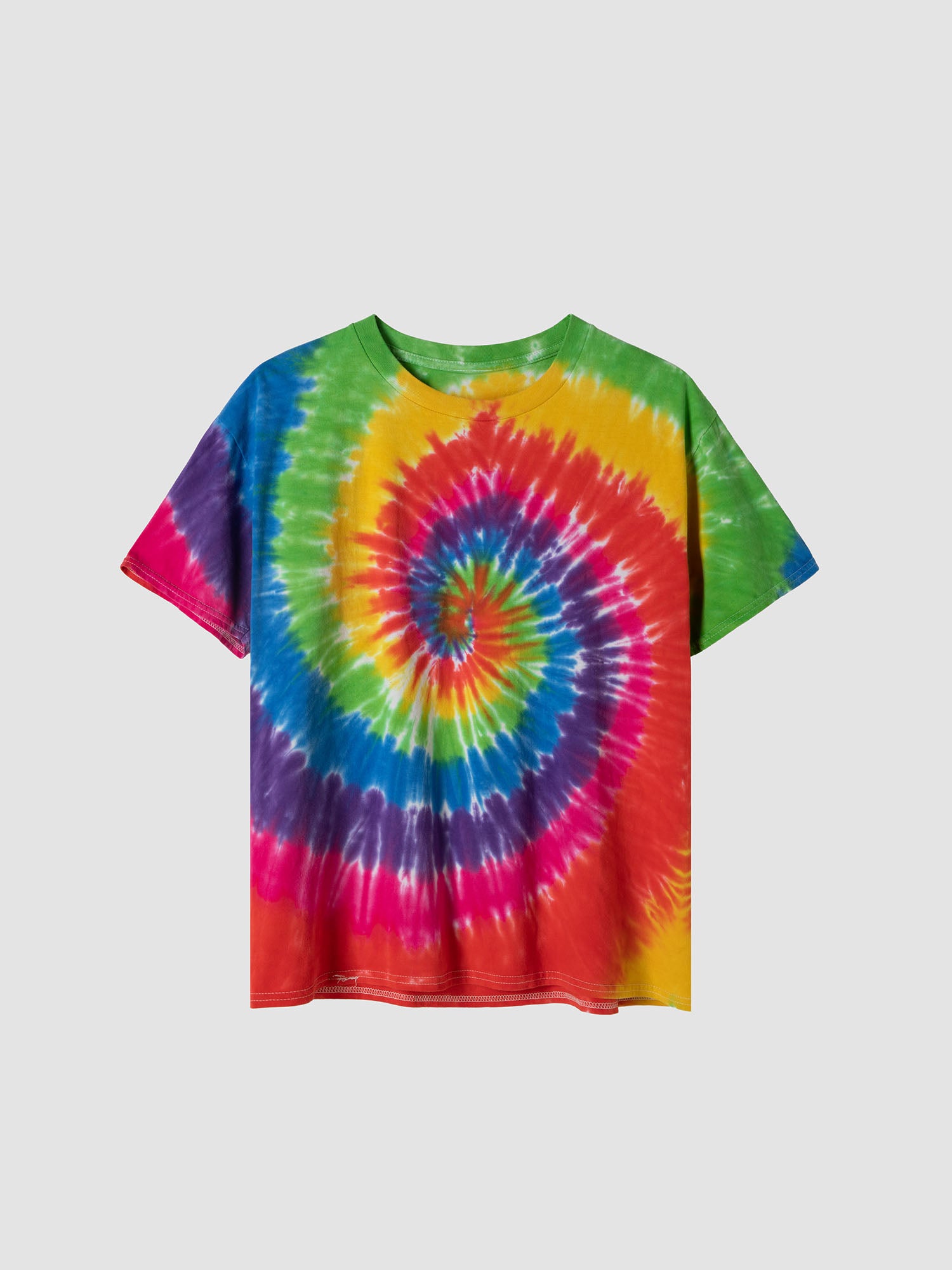 JUSTNOTAG Multi-Color Circle Center Whirlwind Tie-Dye Short Sleeve Tee