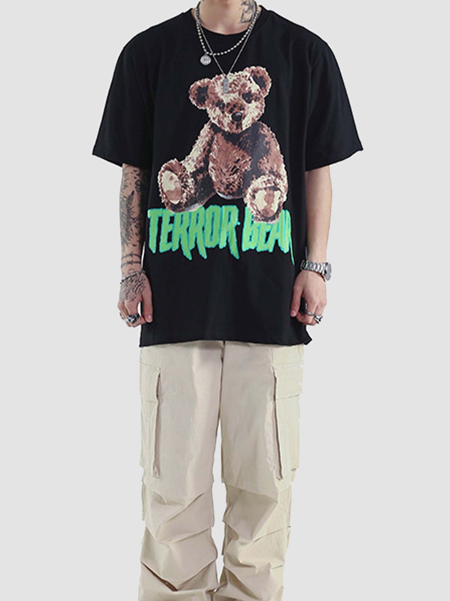 Justnotag Kurzarm-T-Shirt aus Baumwolle mit kleinem Bärendruck