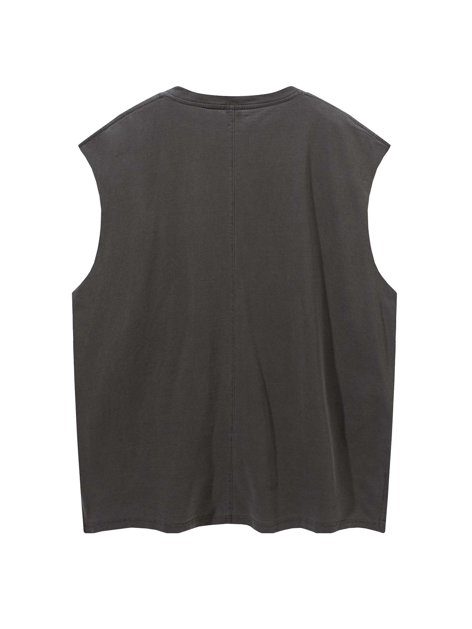 JUSTNOTAG Slit Vintage 100% Cotton Tanks - DarkGray Wash