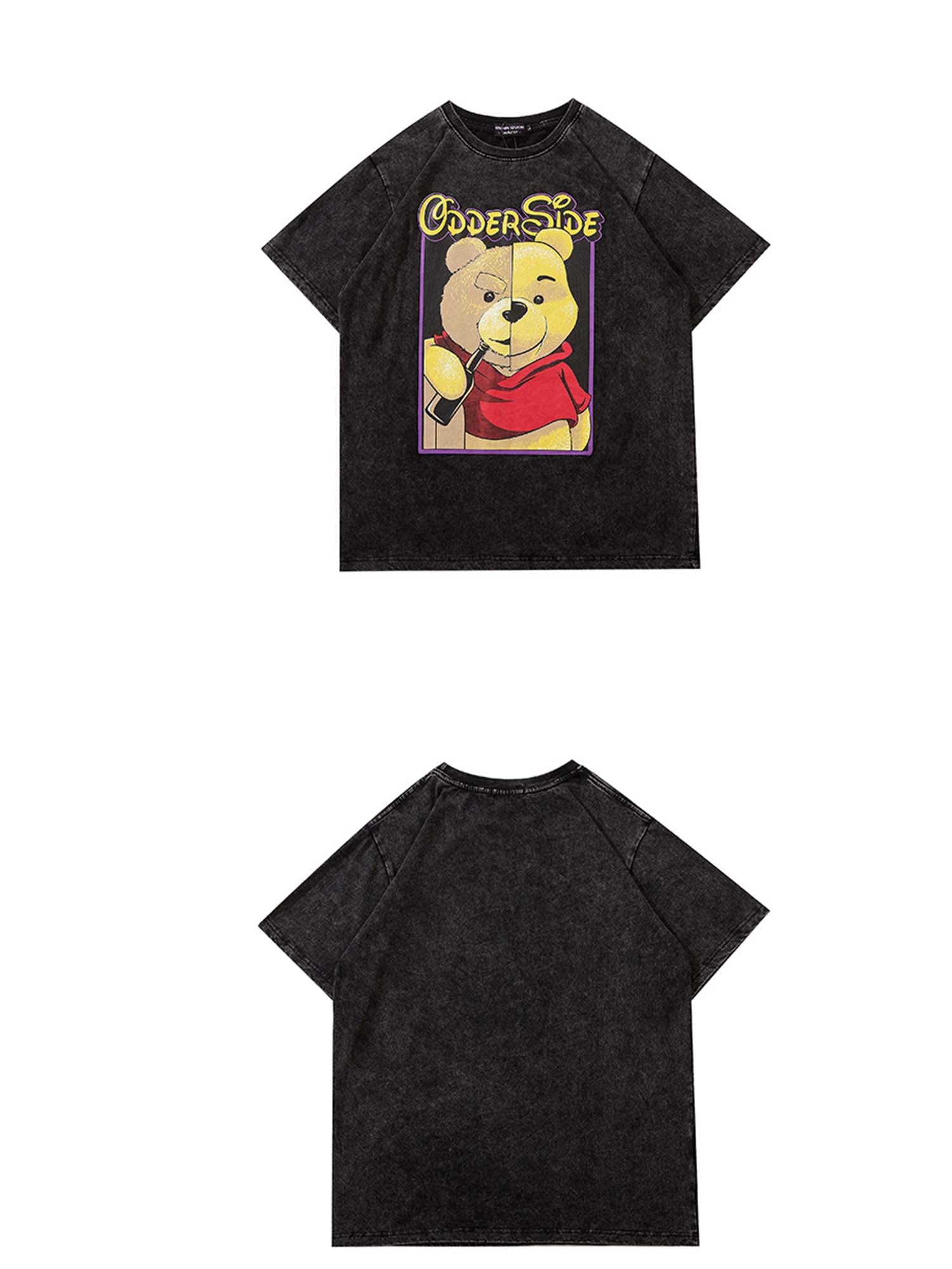 Justnotag Teddy Pooh Bear T-shirt à manches courtes en coton imprimé