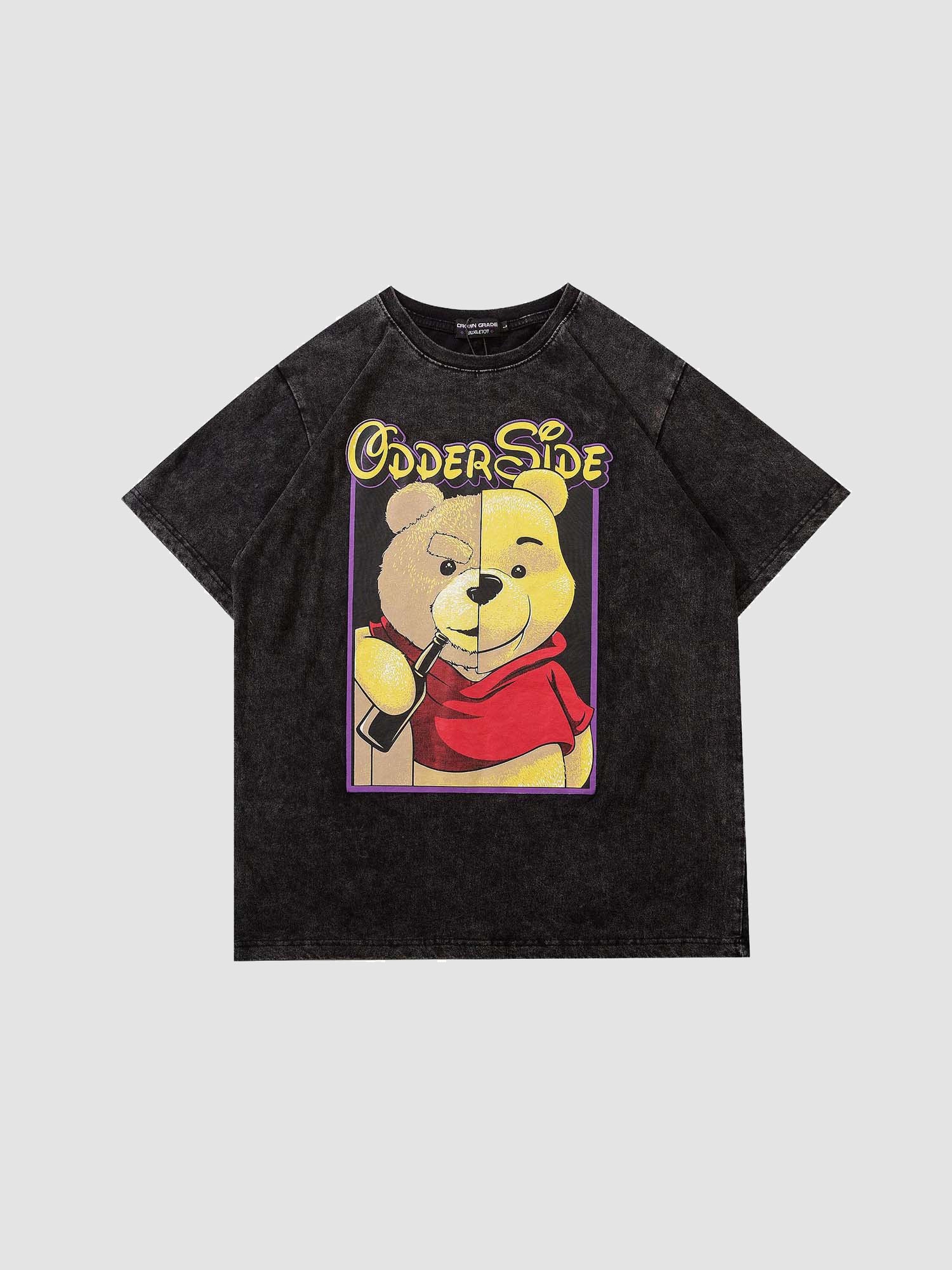 Justnotag Teddy Pooh Bear T-shirt à manches courtes en coton imprimé