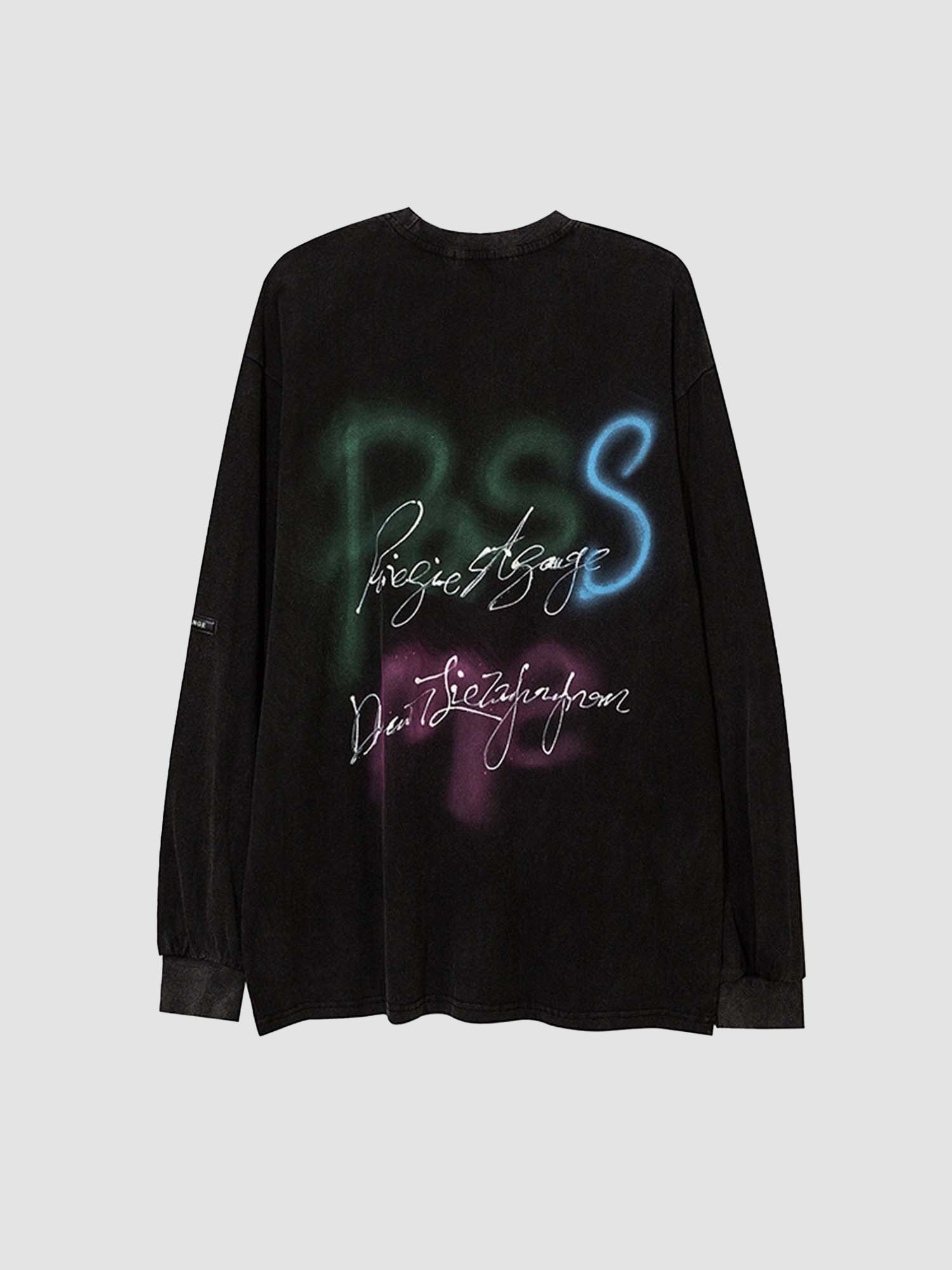 JUSTNOTAG Letter Print Cotton Long Sleeve Tee