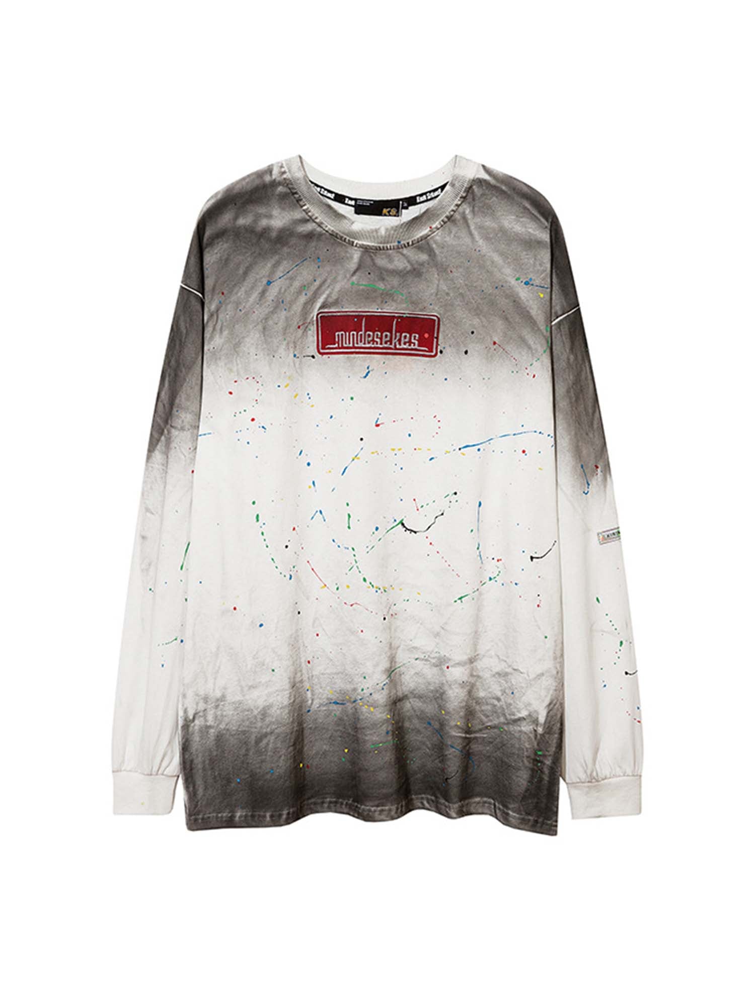 Justnotag Tie-dye Gradient Splash Ink T-shirt à manches longues en coton imprimé
