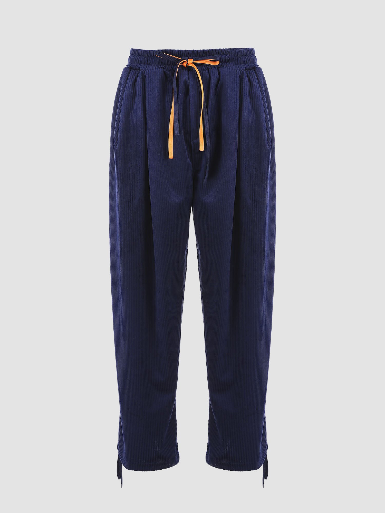 Pantalon à taille élastique en velours côtelé brodé de lettres Justnotag