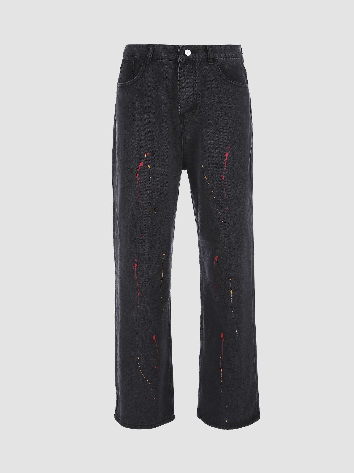JUSTNOTAG Color Splash-ink Print Zipper Jeans