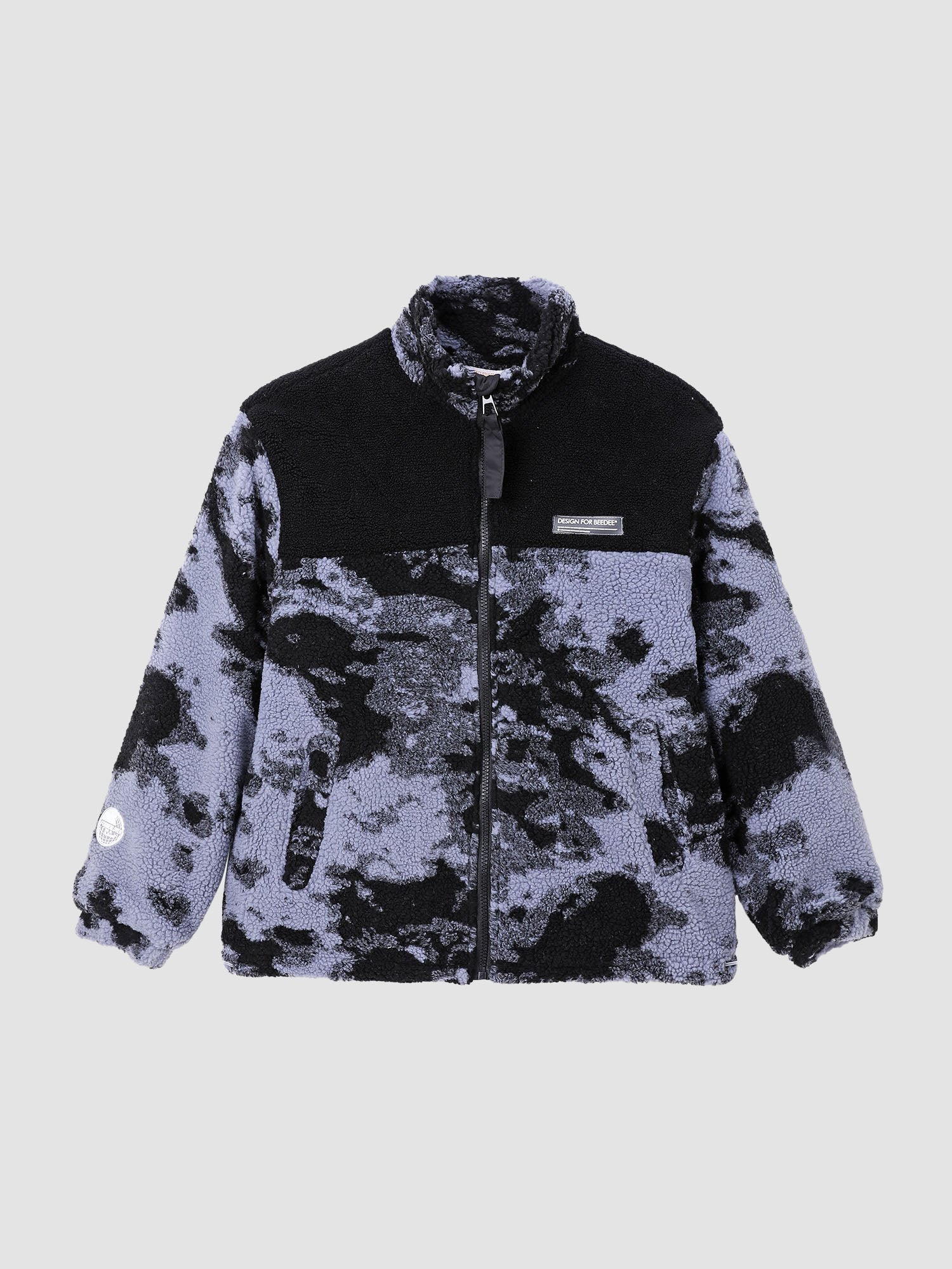 JUSTNOTAG Letter Embroidered Camouflage Polar Fleece Coat