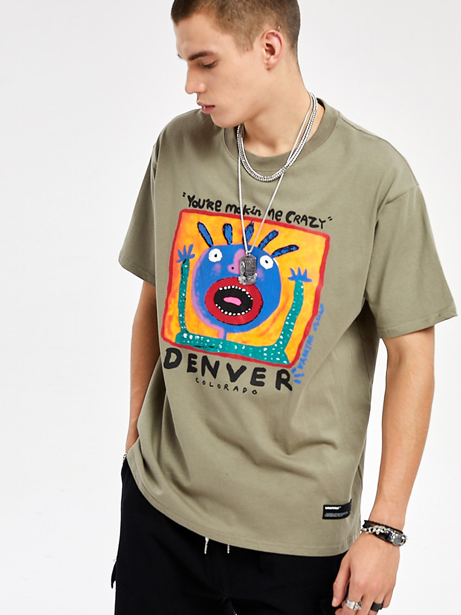 JUSTNOTAG Bedrucktes T-Shirt aus Baumwolle mit Rundhalsausschnitt