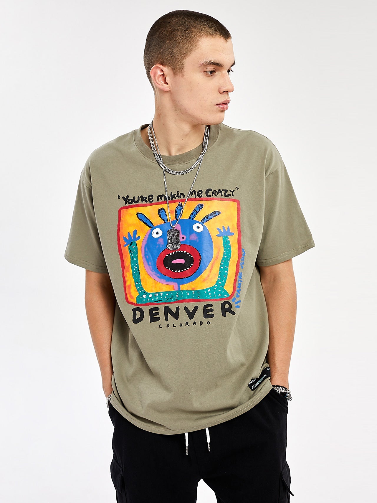 JUSTNOTAG Bedrucktes T-Shirt aus Baumwolle mit Rundhalsausschnitt