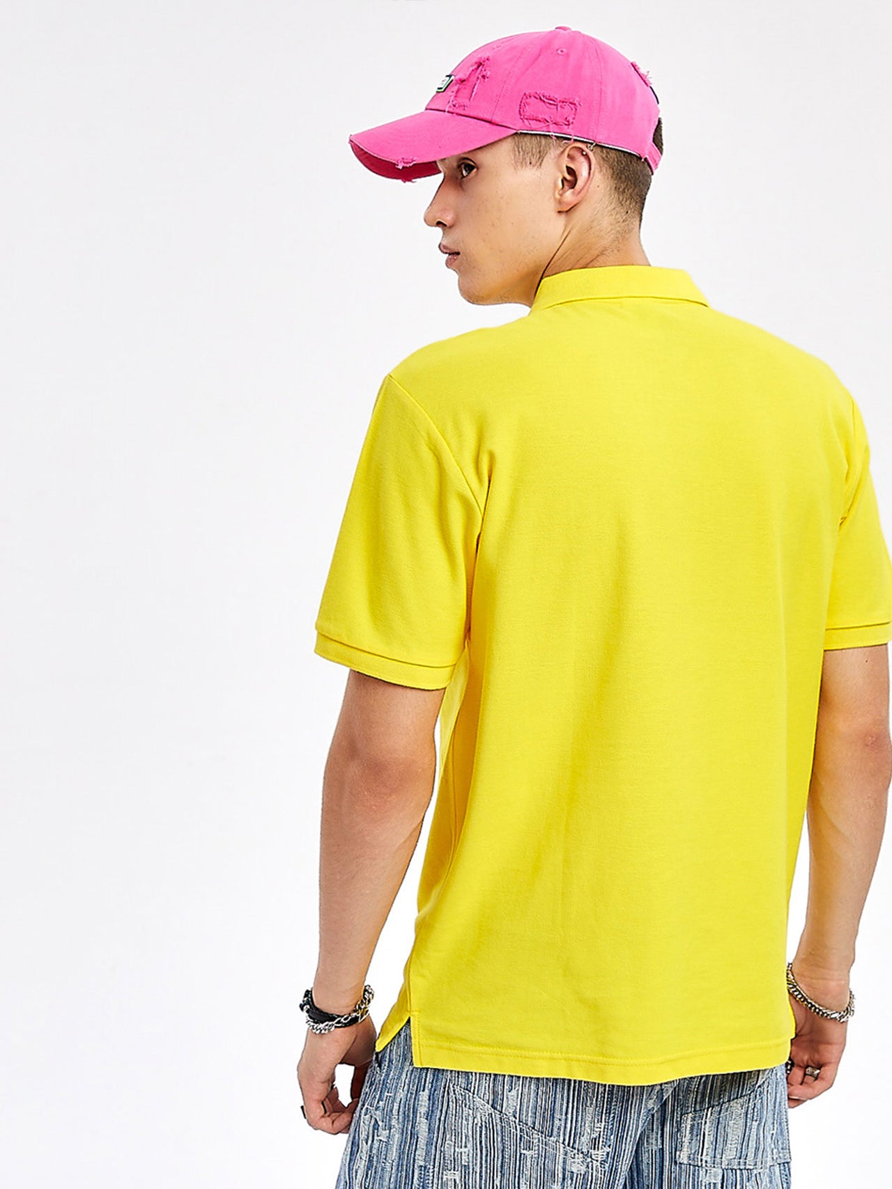Casual Plain Yellow 100% Cotton Polo T-Shirts for men's 