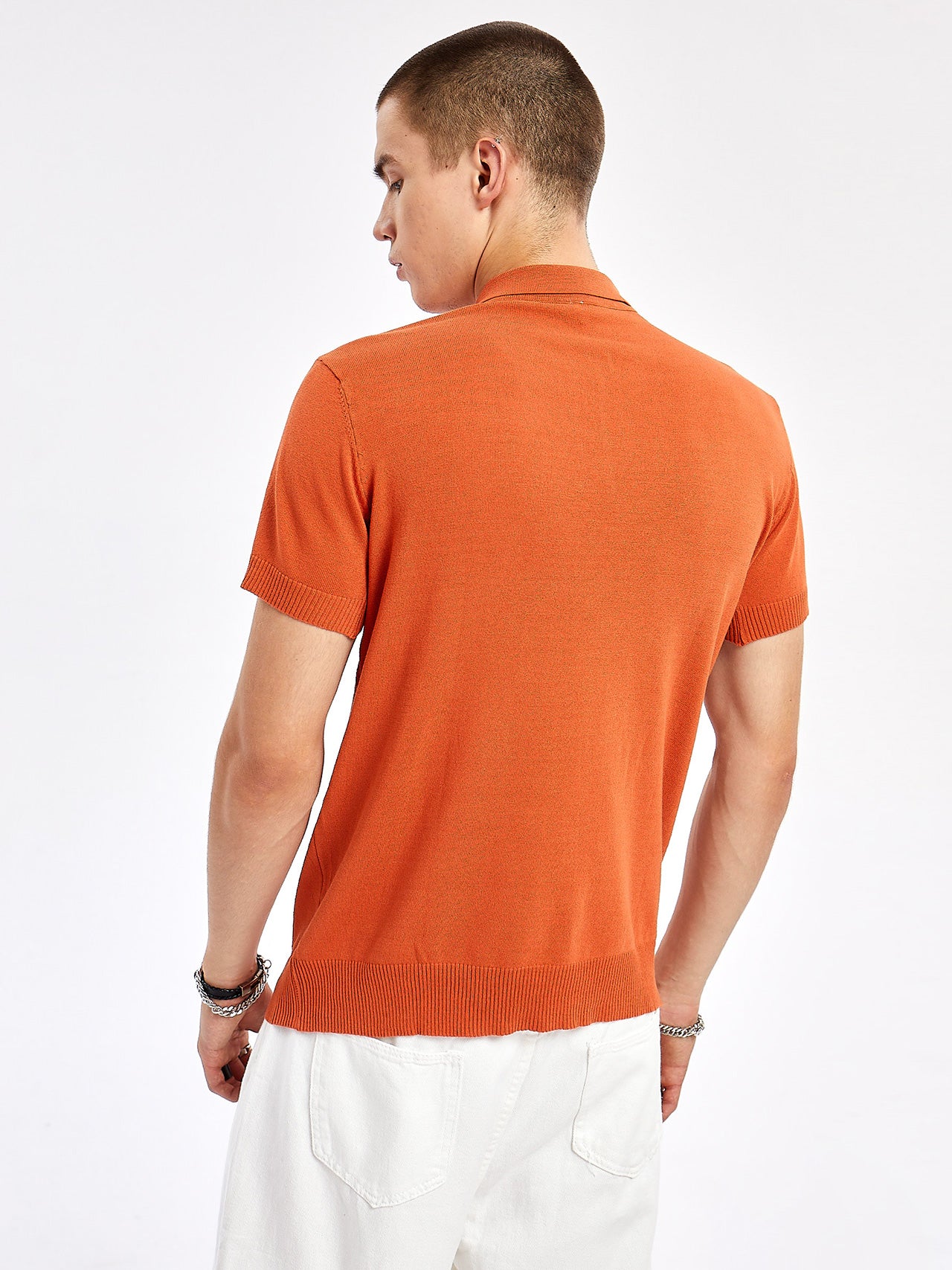 Plain Viscose Orange Polo Tops for men's