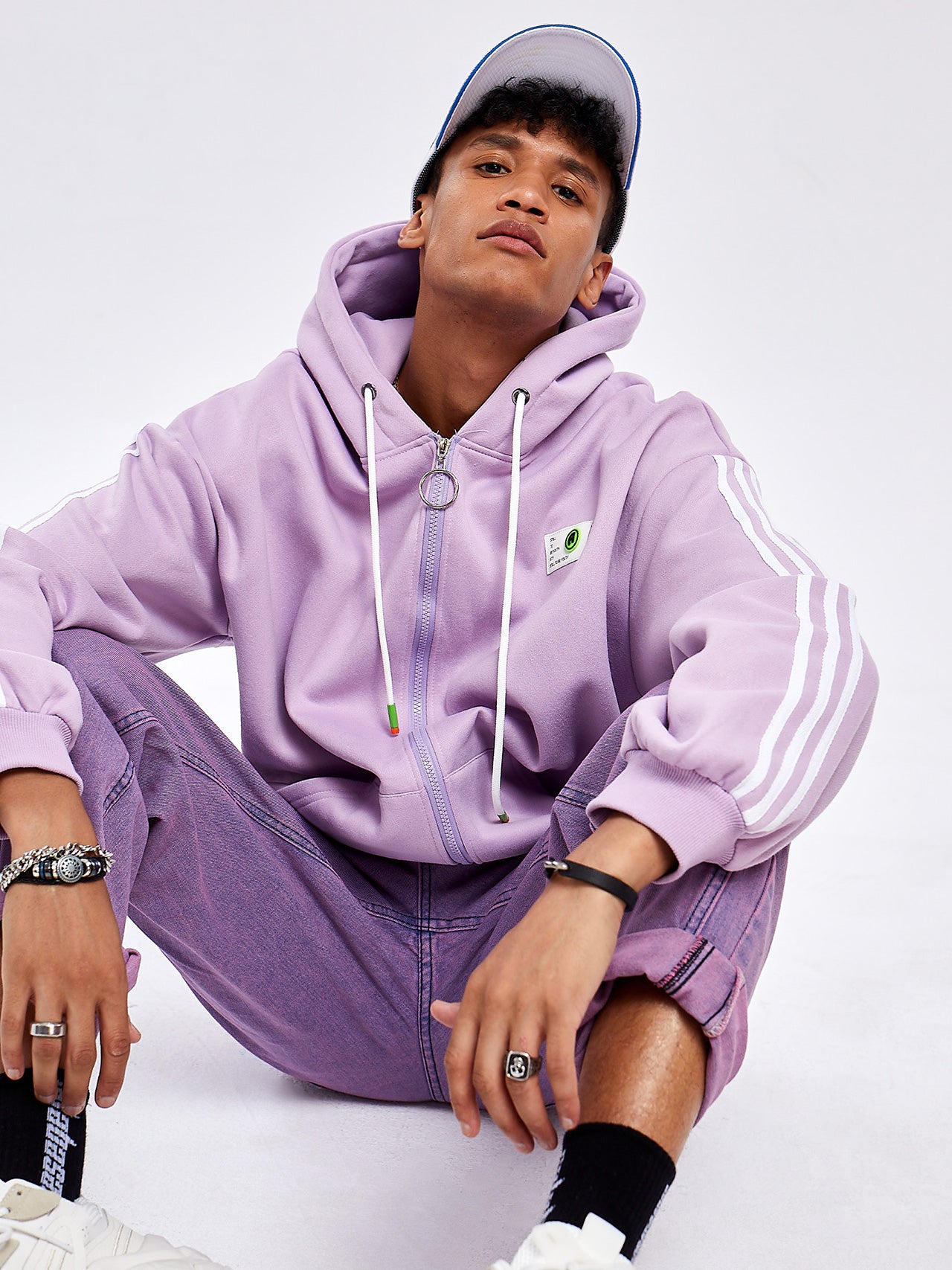 JUSTNOTAG Plain Cotton Hooded Zip Up Thistle Hoodies