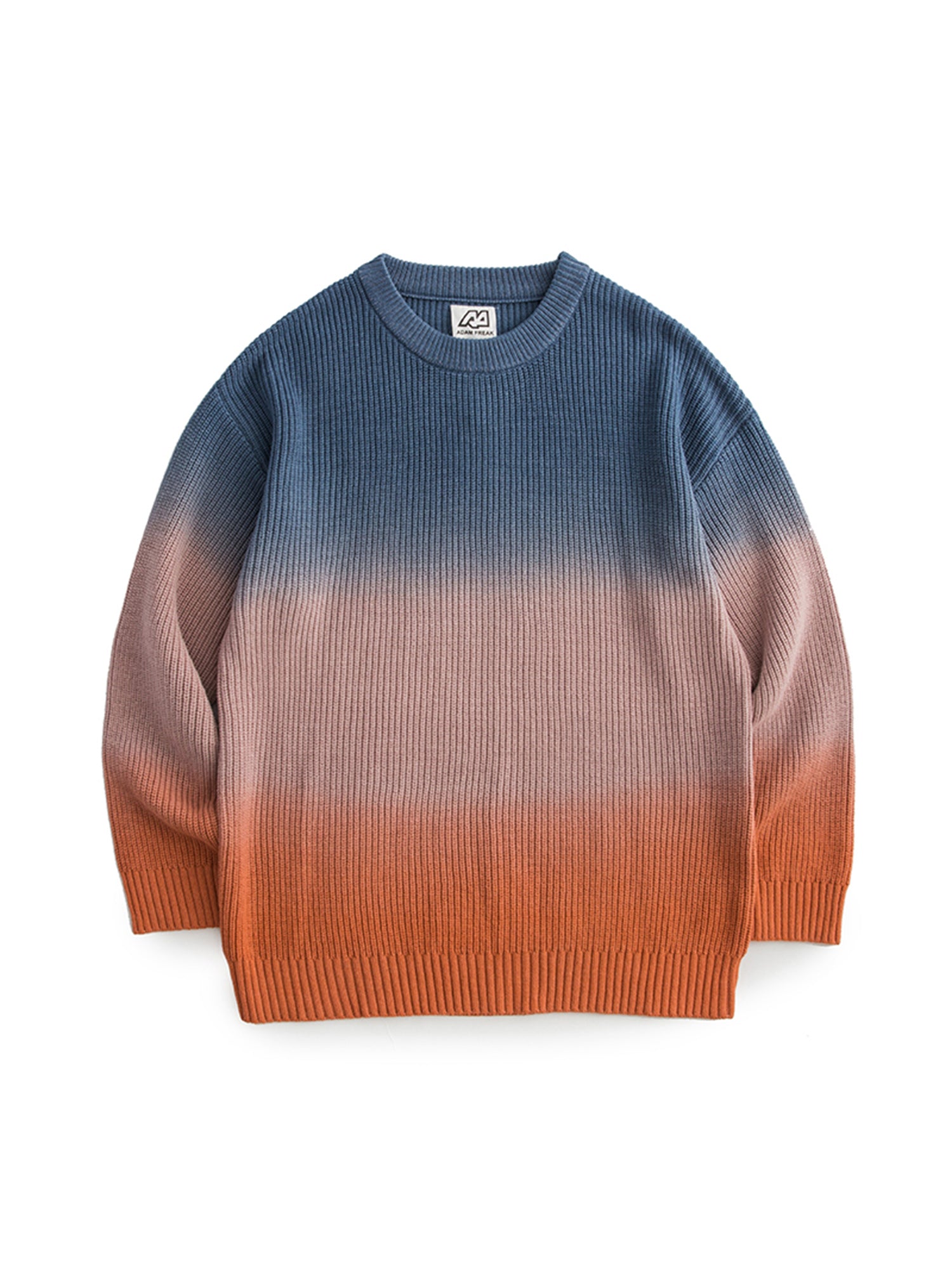 Orange Tie and dye Round-Neck Long-Sleeve Sweaters
