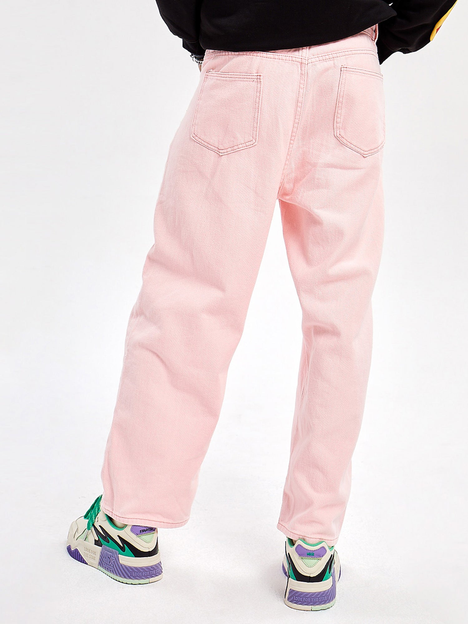 JUSTNOTAG Casual Street HipHop Print Pink Long Loose Jeans
