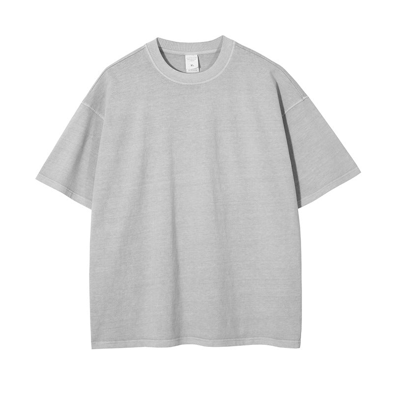 Unisex Wash Old Retro 100%Cotton Long Sleeves T-Shirts Grey