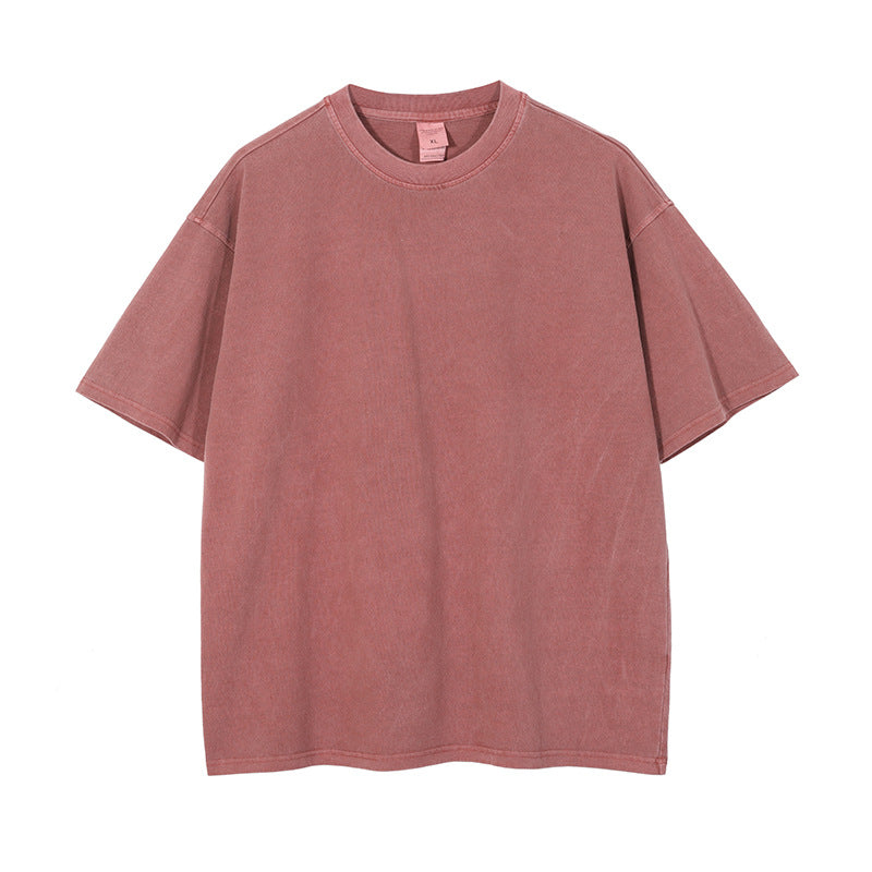 JUSTNOTAG Unisex Wash Old Retro 100% Cotton Short Sleeves T-shirts