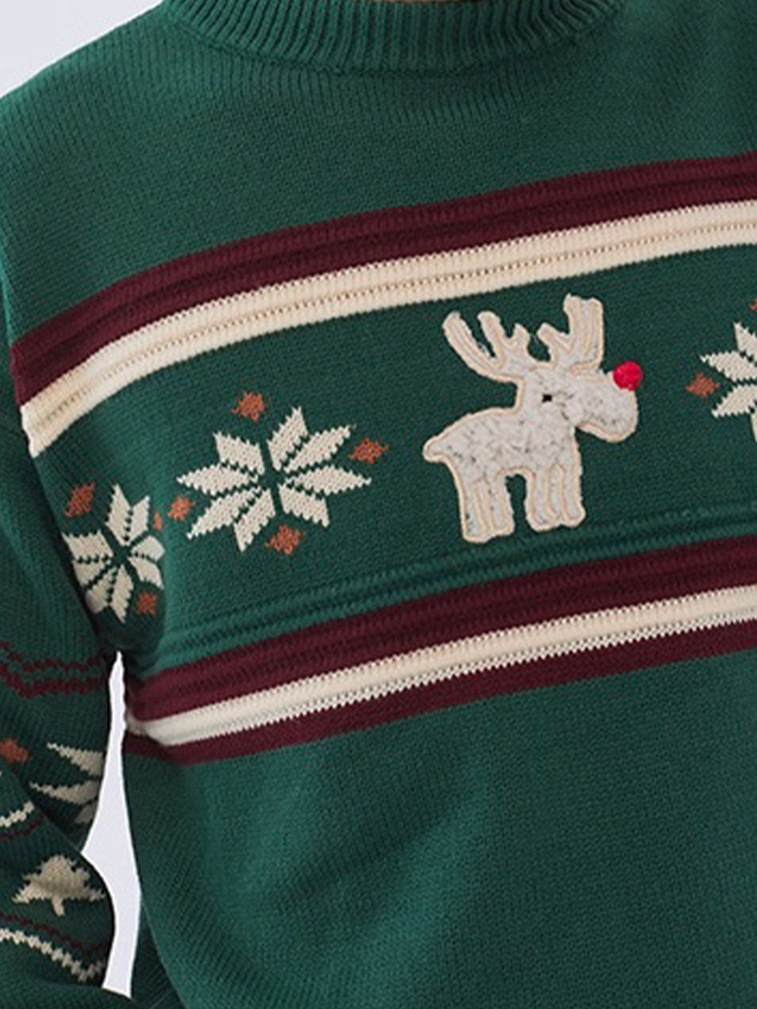 JUSTNOTAG Christmas Print Acrylic Round Neck Holiday Sweater