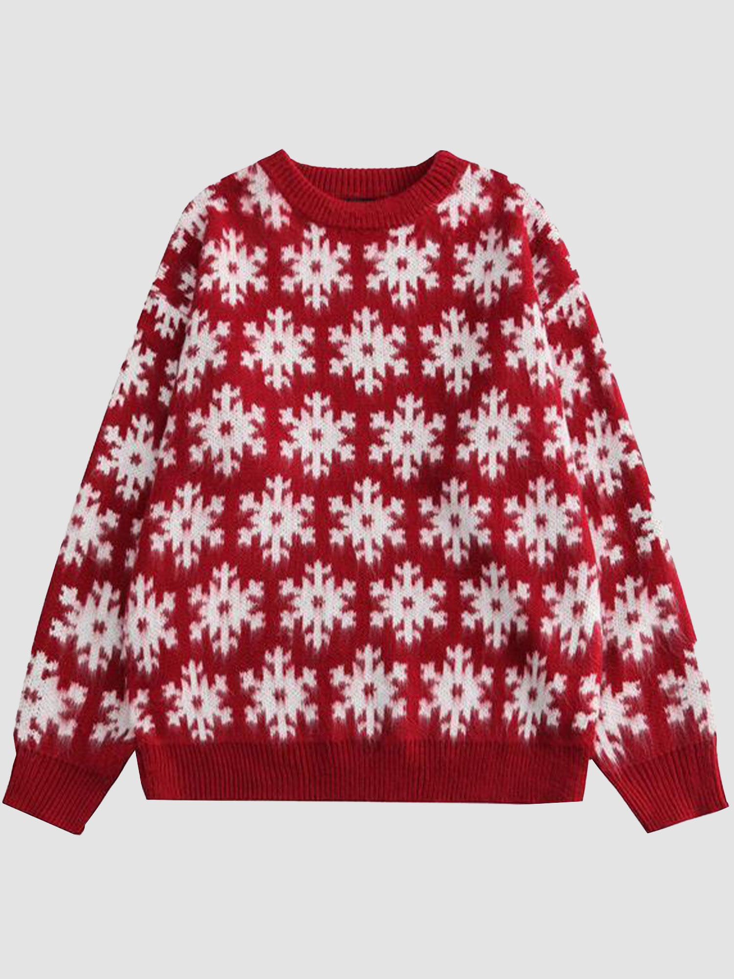 JUSTNOTAG Christmas Fashion Print Acrylic Round Neck Holiday Sweater