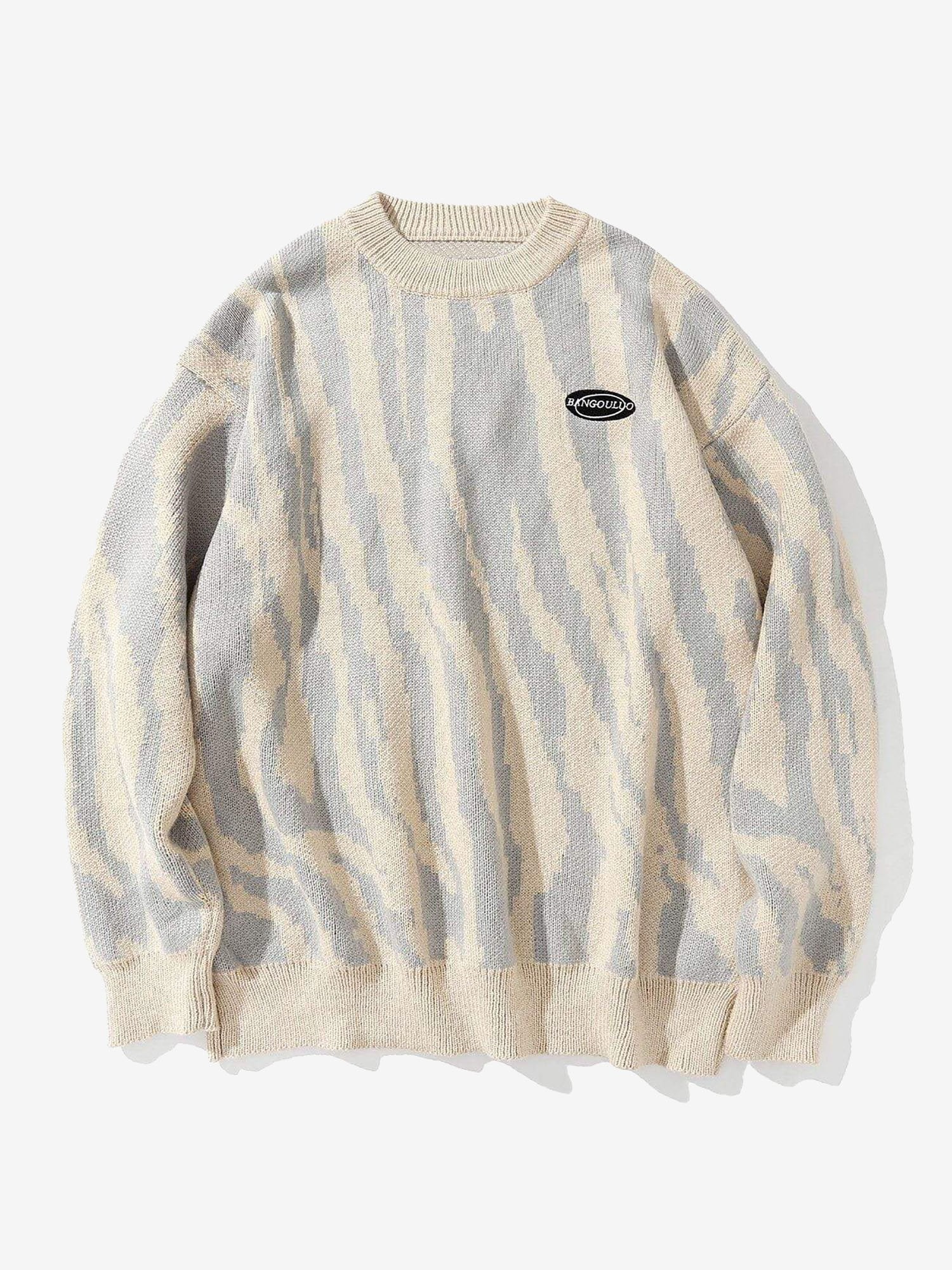 JUSTNOTAG Vintage Zebra Pattern Knitted Sweater