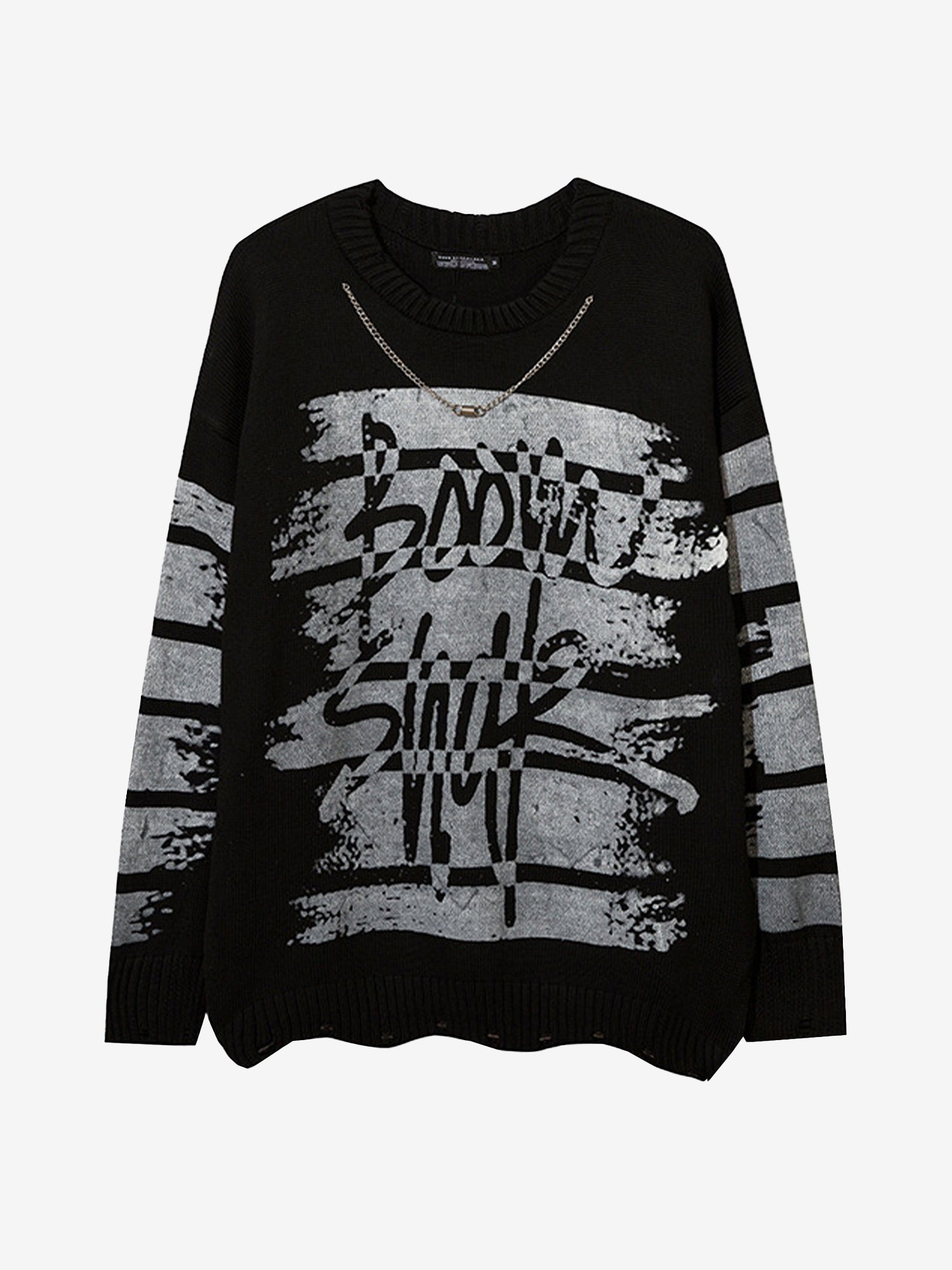 JUSTNOTAG Hiphop Letter Cotton Round Neck Sweaters