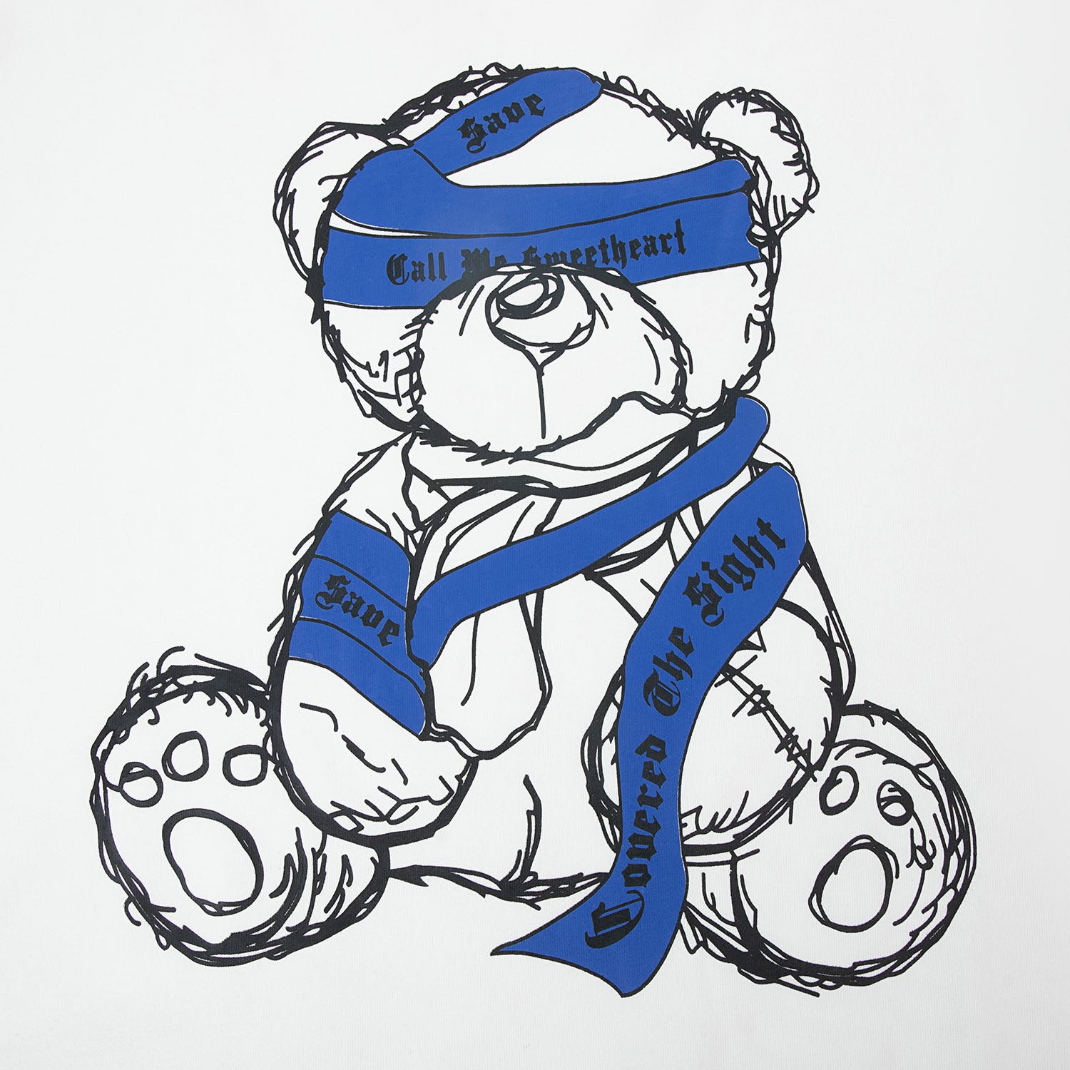 JUSTNOTAG Cartoon Bear Graffiti Letter Print Sweatshirts