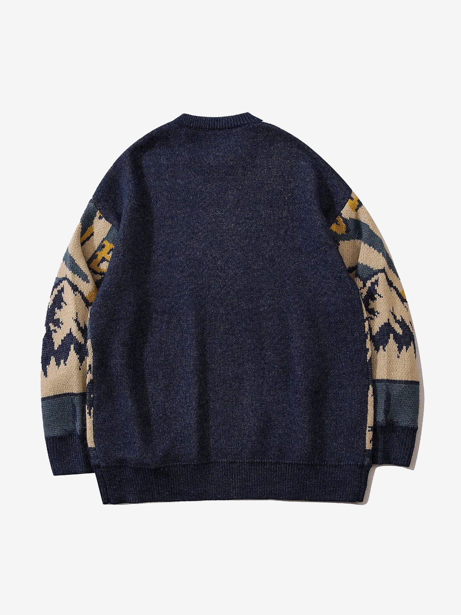 JUSTNOTAG Vintage Alphabet Mountain Pattern Sweater