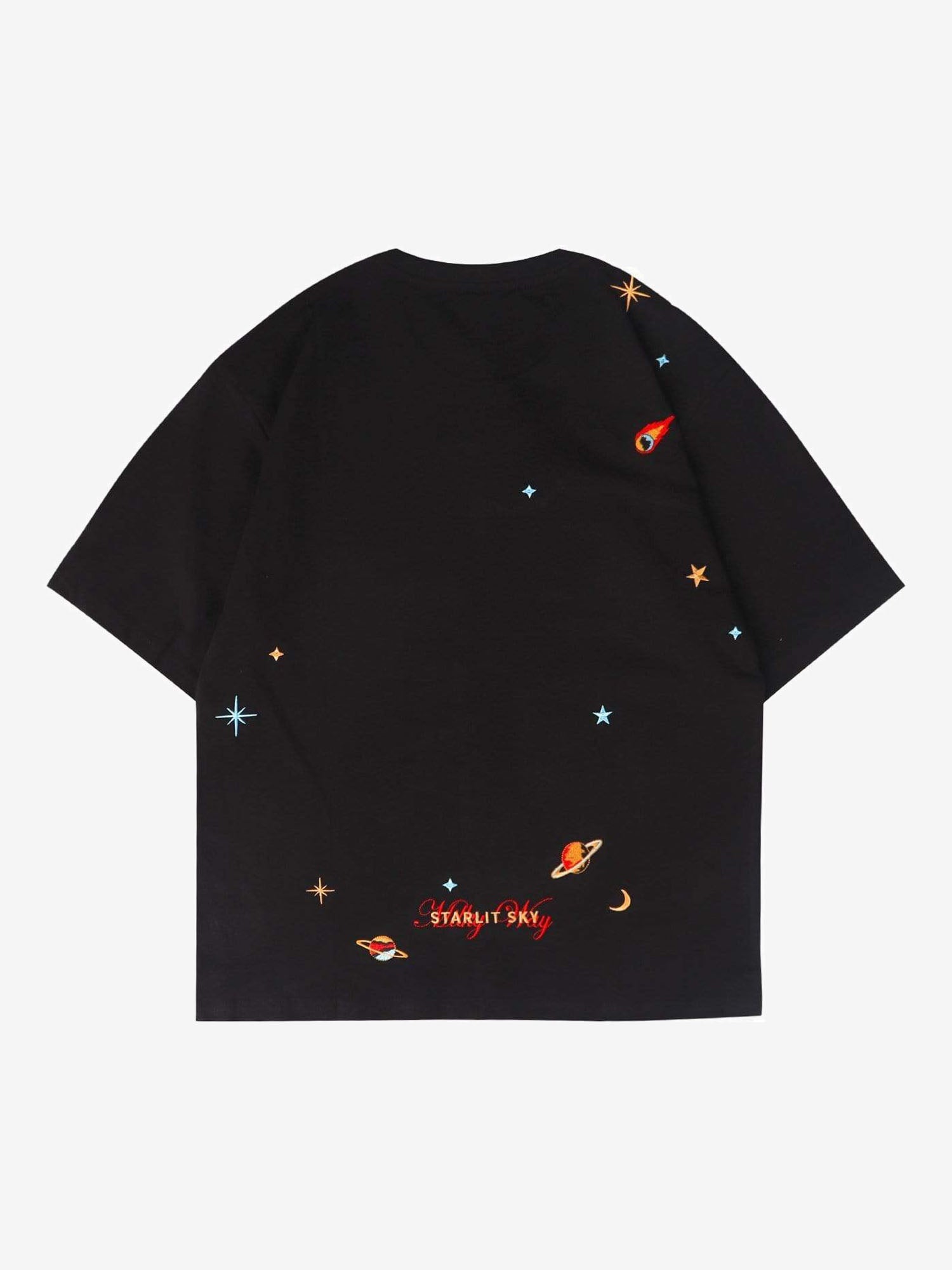 Justnotag Star Interstellar Space T-shirt à manches courtes brodé