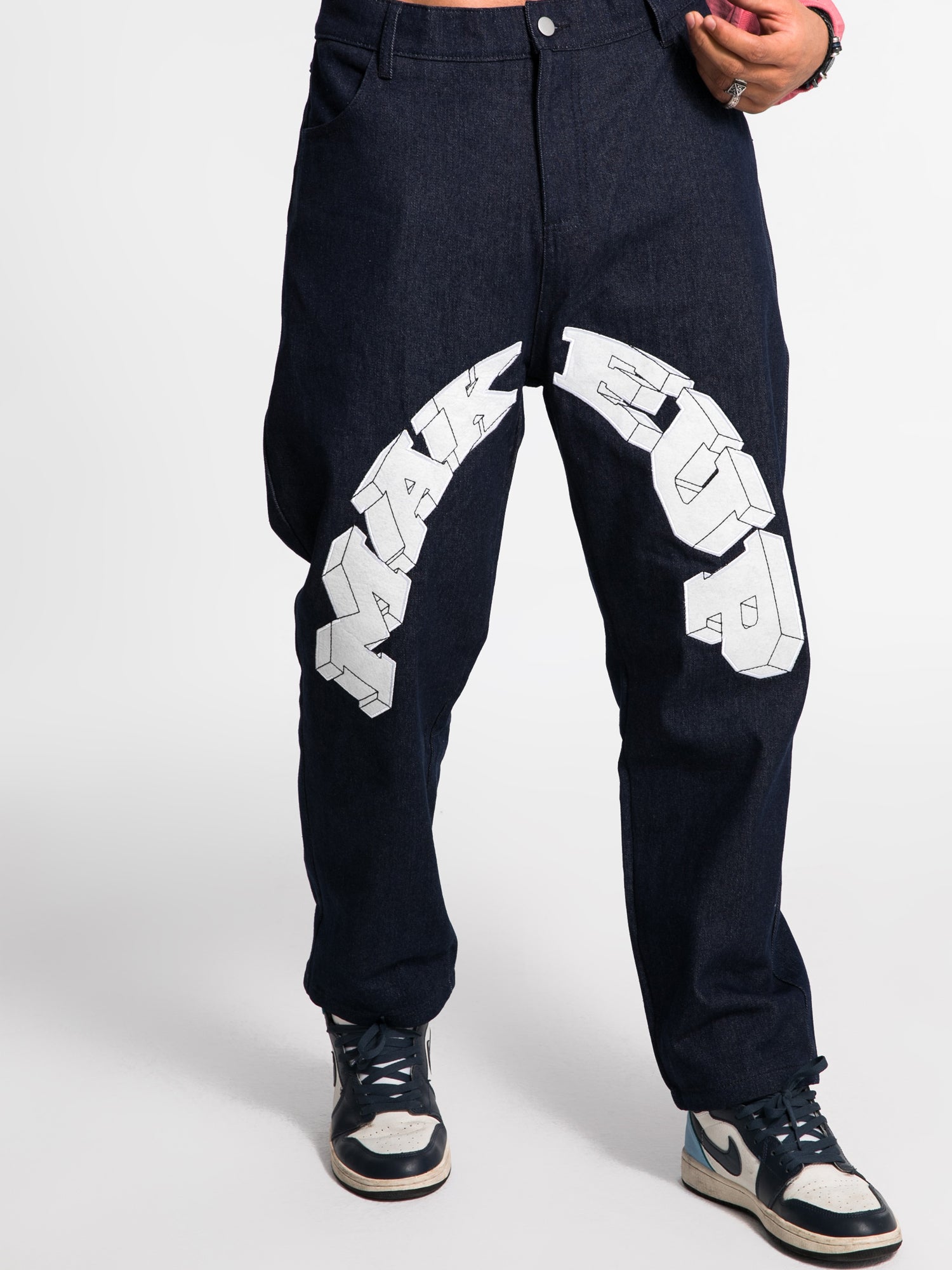 JUSTNOTAG Street Letter Cotton Zipper Jeans