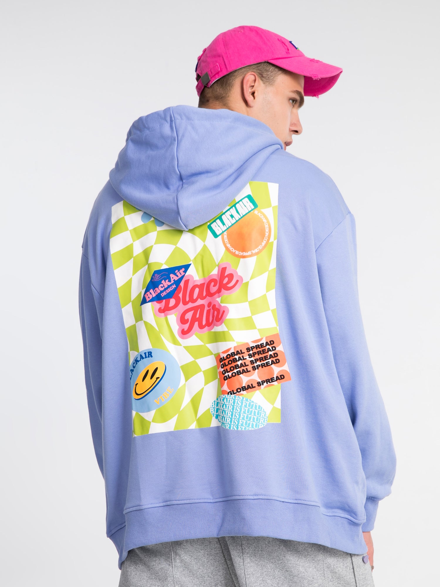 JUSTNOTAG Street Print Catton Hoooded Stand Collar Hoodie