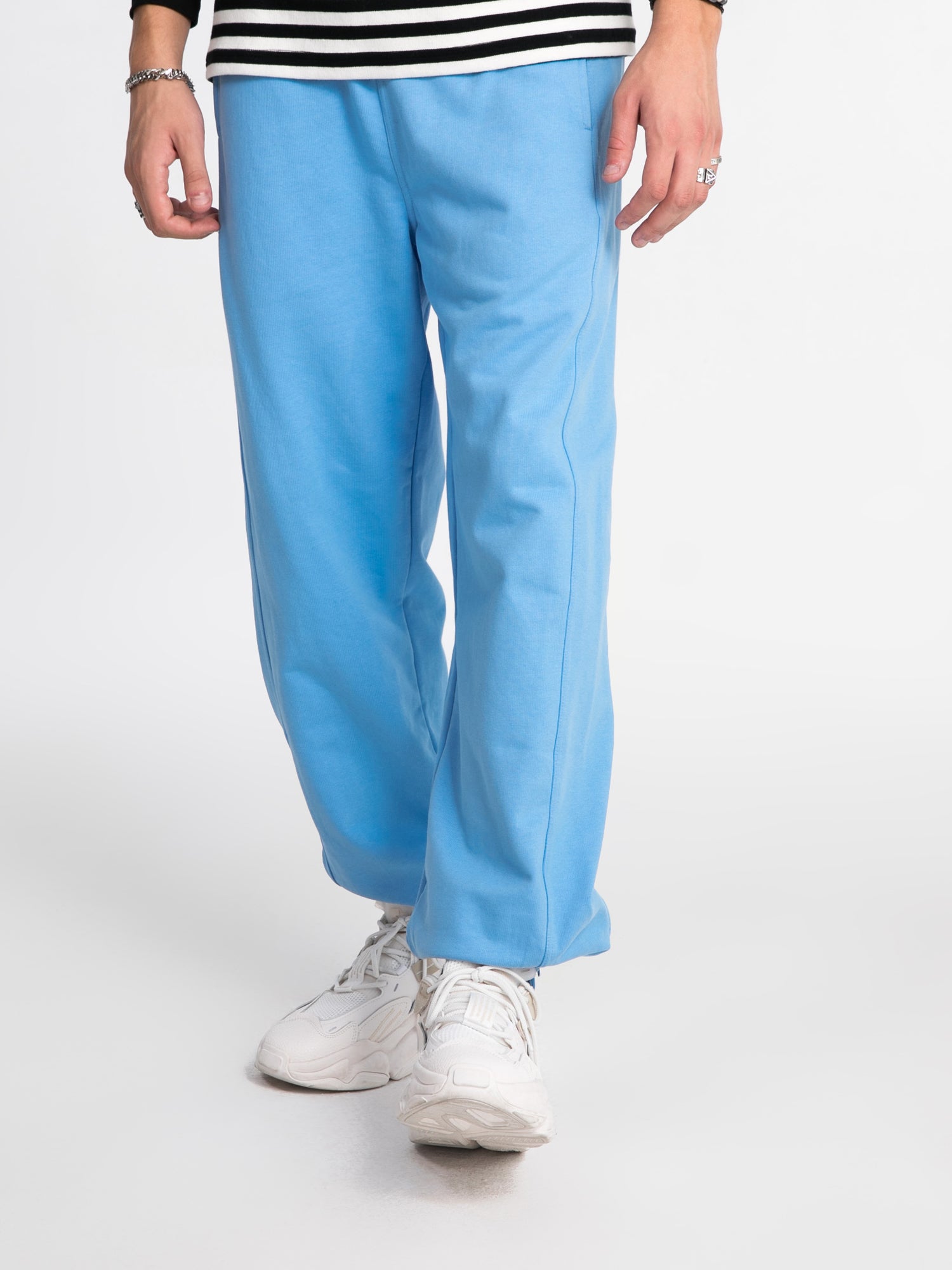 JUSTNOTAG Pantalon de survêtement décontracté à taille élastique en coton uni