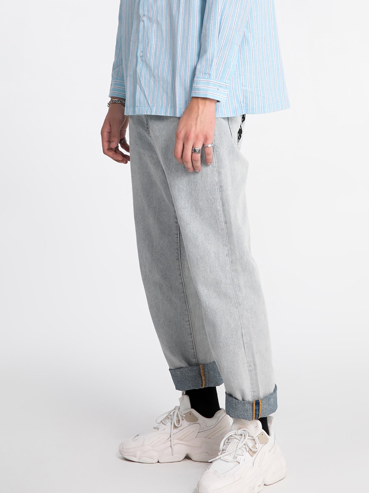JUSTNOTAG Jeans con cerniera in cotone con lettere Street