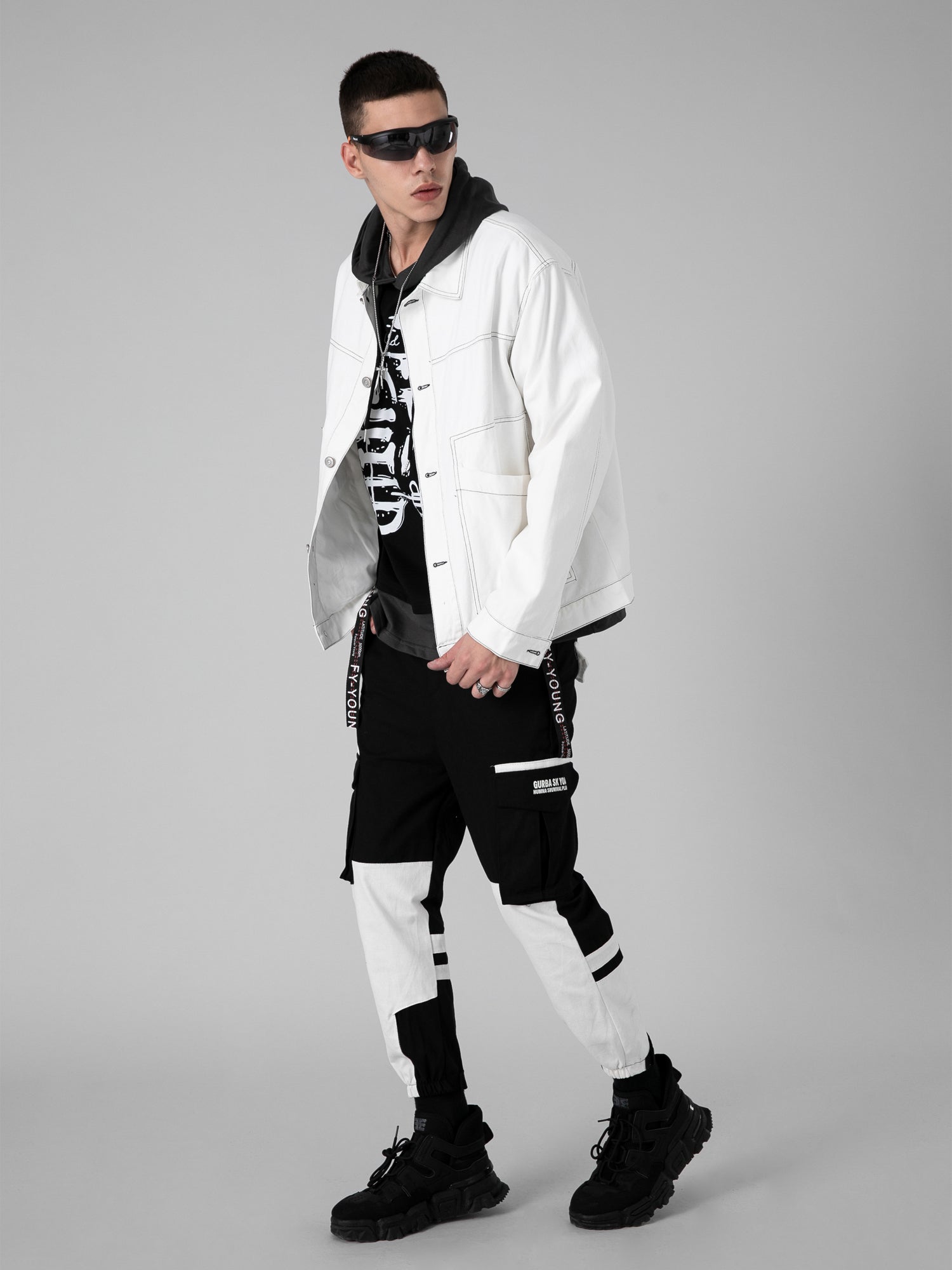 JUSTNOTAG Drawstring overalls men's trendy brand ins function loose pants