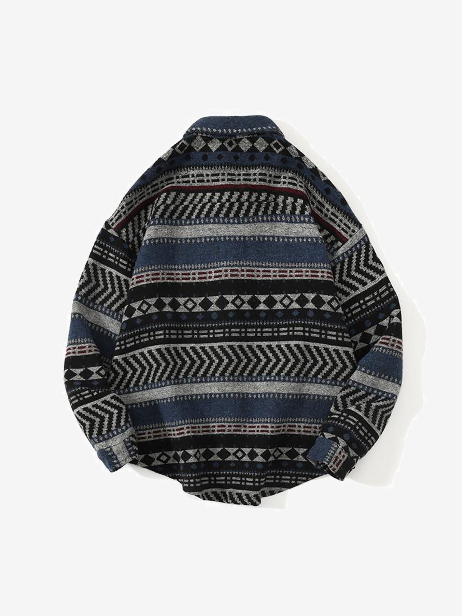 JUSTNOTAG Retro Ethnic Stripe Yarn-Dyed Long Sleeve Shirt