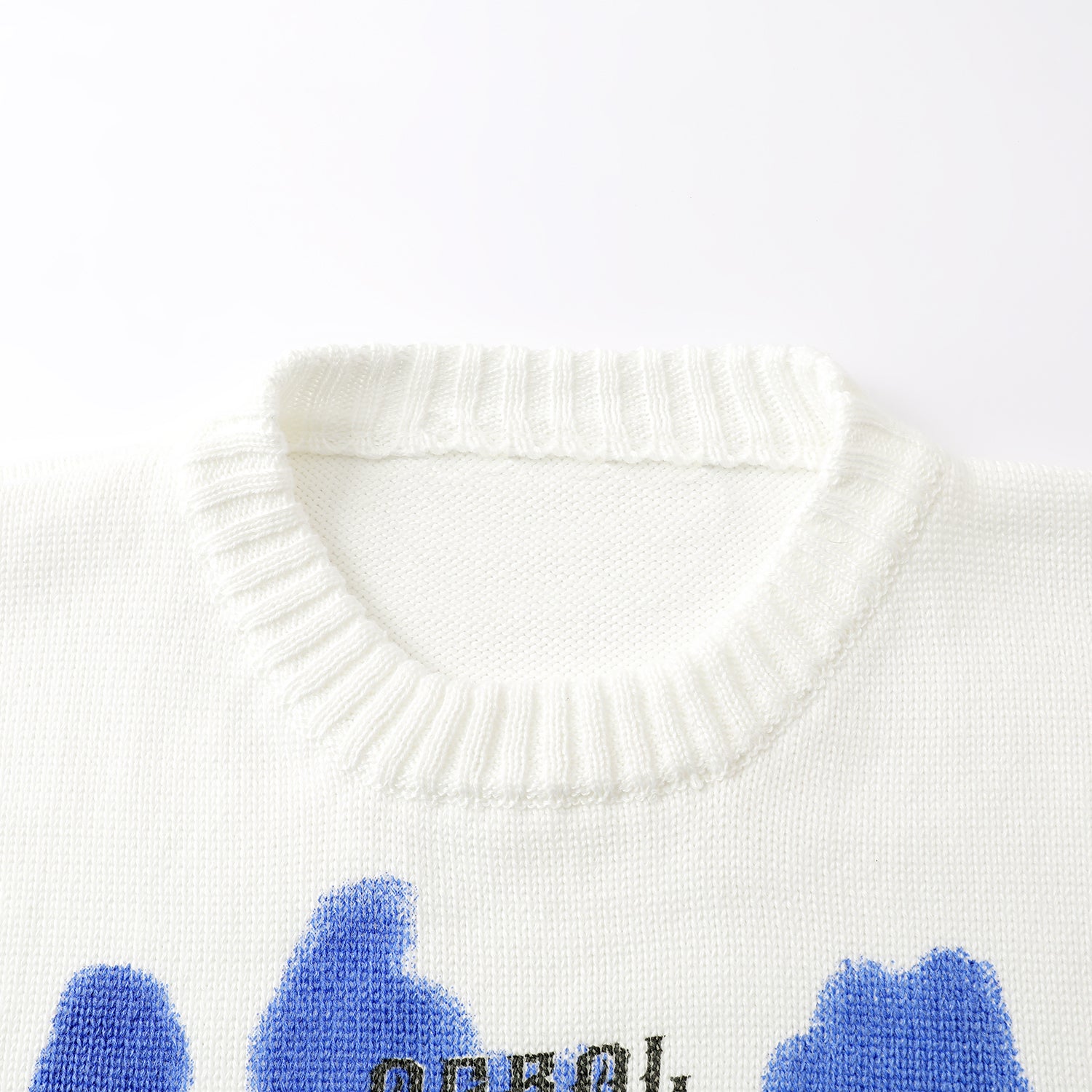 JUSTNOTAG Vintage Graffiti Letter Jacquard Knitted Sweater