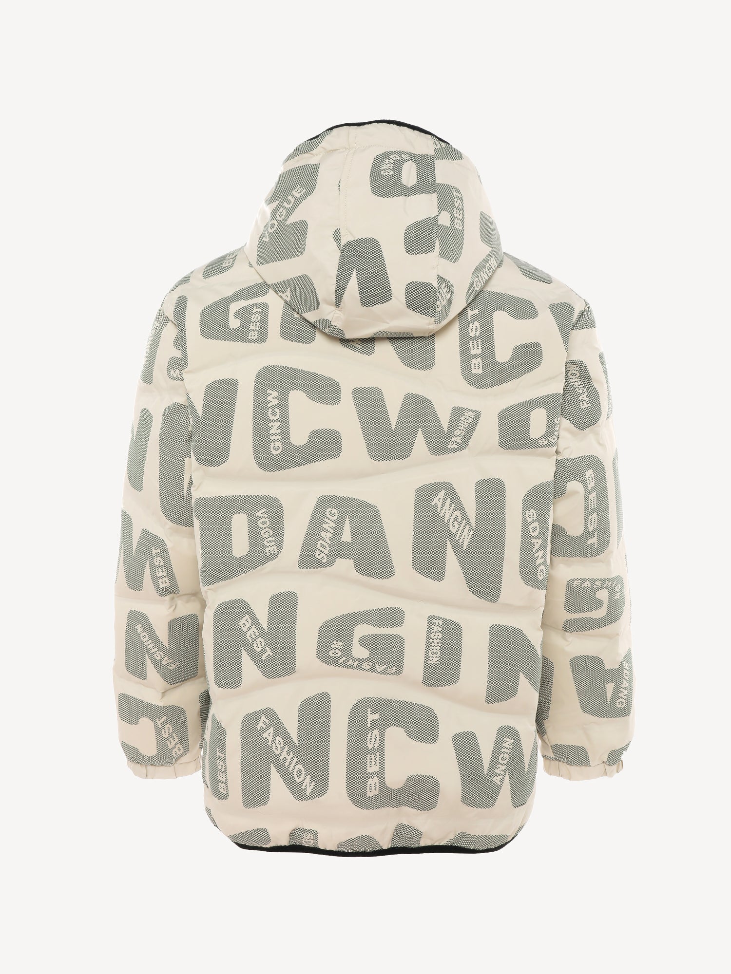 JUSTNOTAG Letter Print 90% White Duck Down Down Coat 12.03
