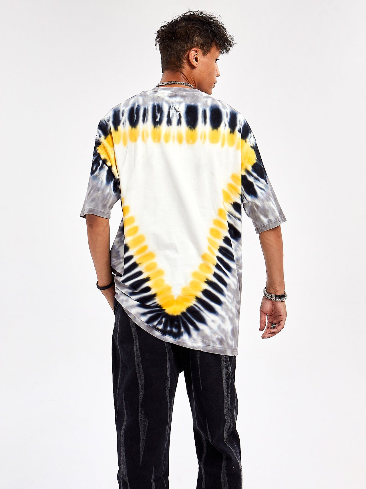 Paisley Tie Dye Cotton Round Neck T-Shirts For Mens