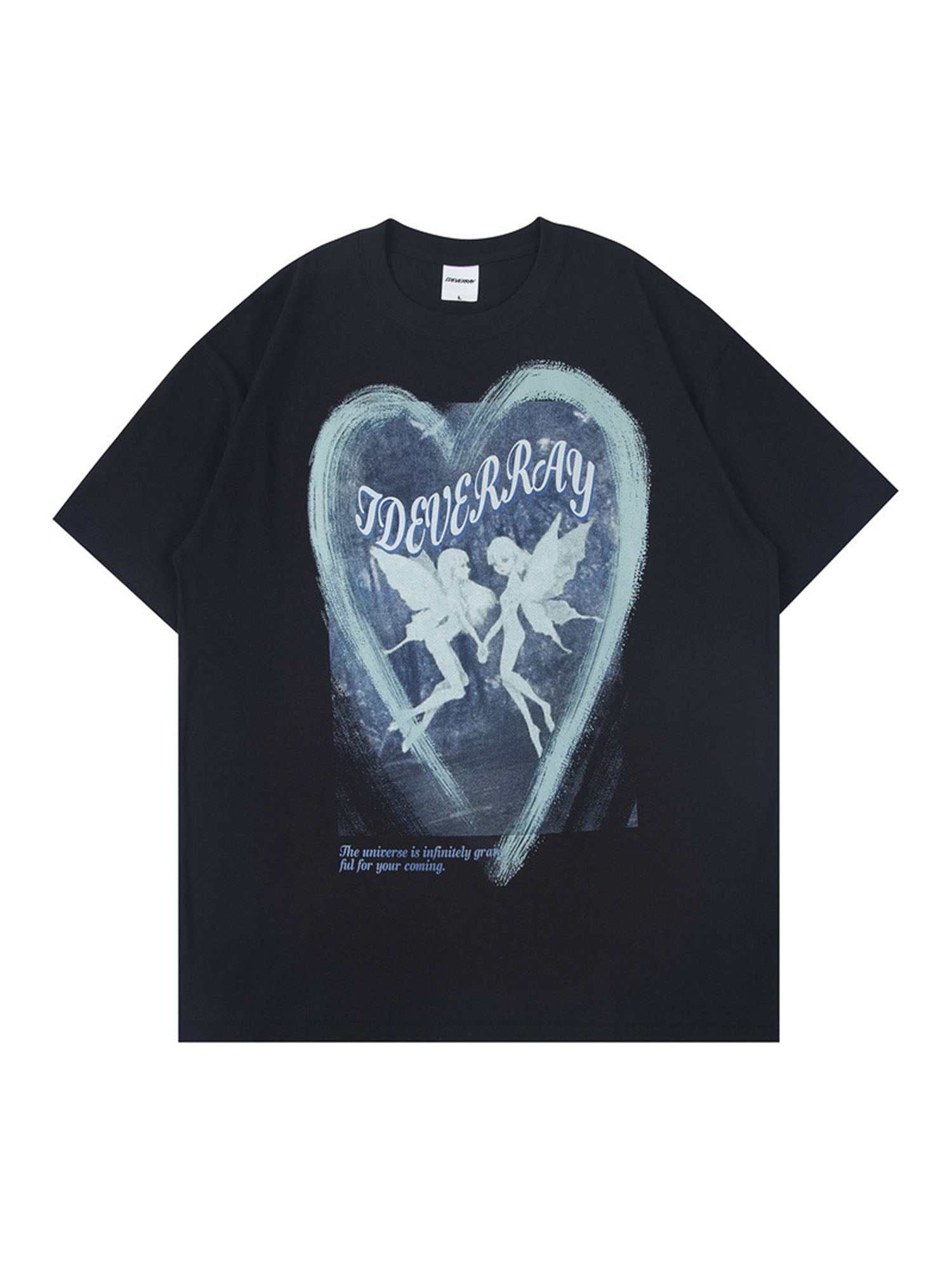 T-shirt à manches courtes en forme de cœur d'ange rétro Justnotag