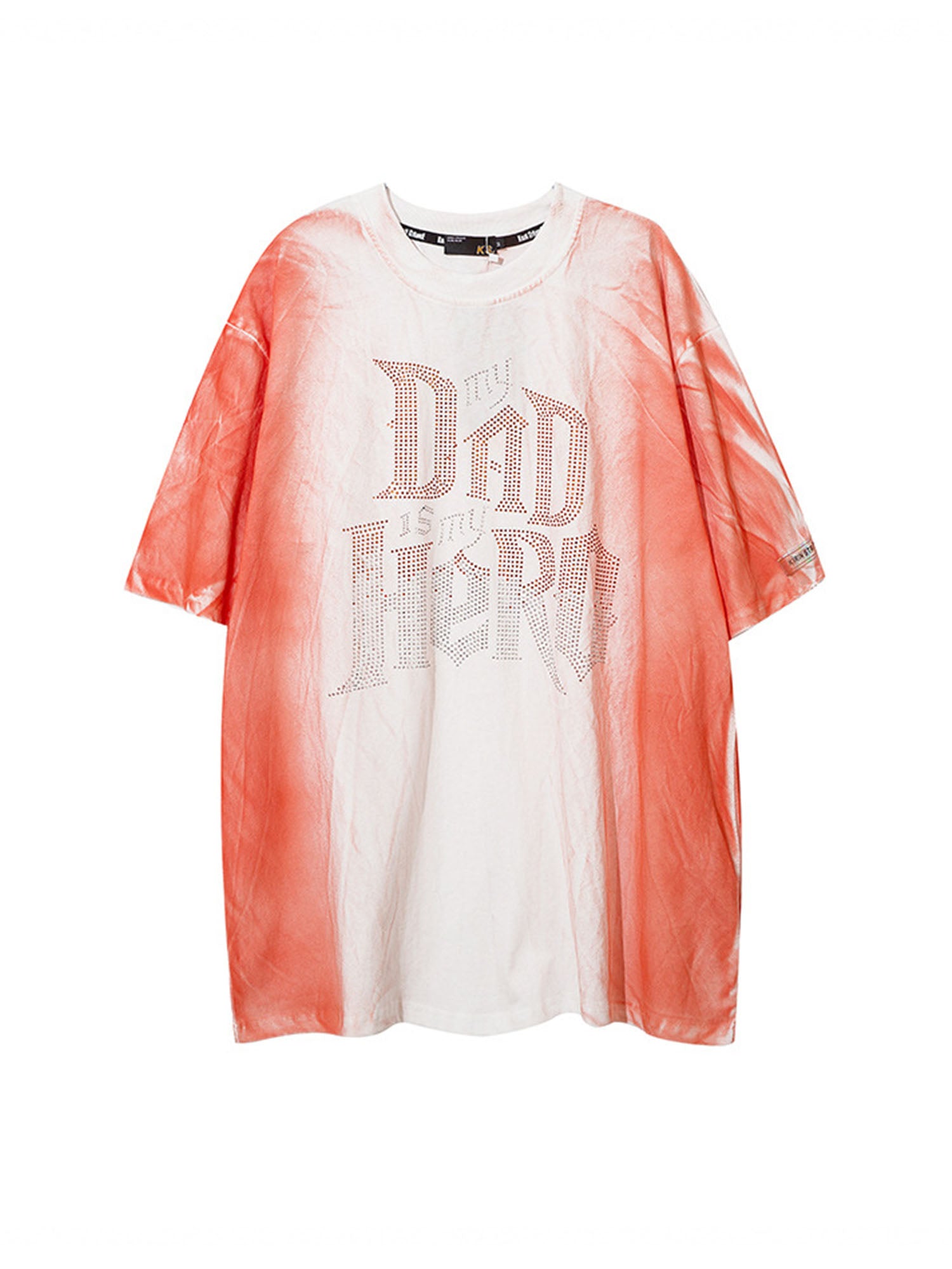 JUSTNOTAG Letter Ironed Drill Short Sleeve Tee