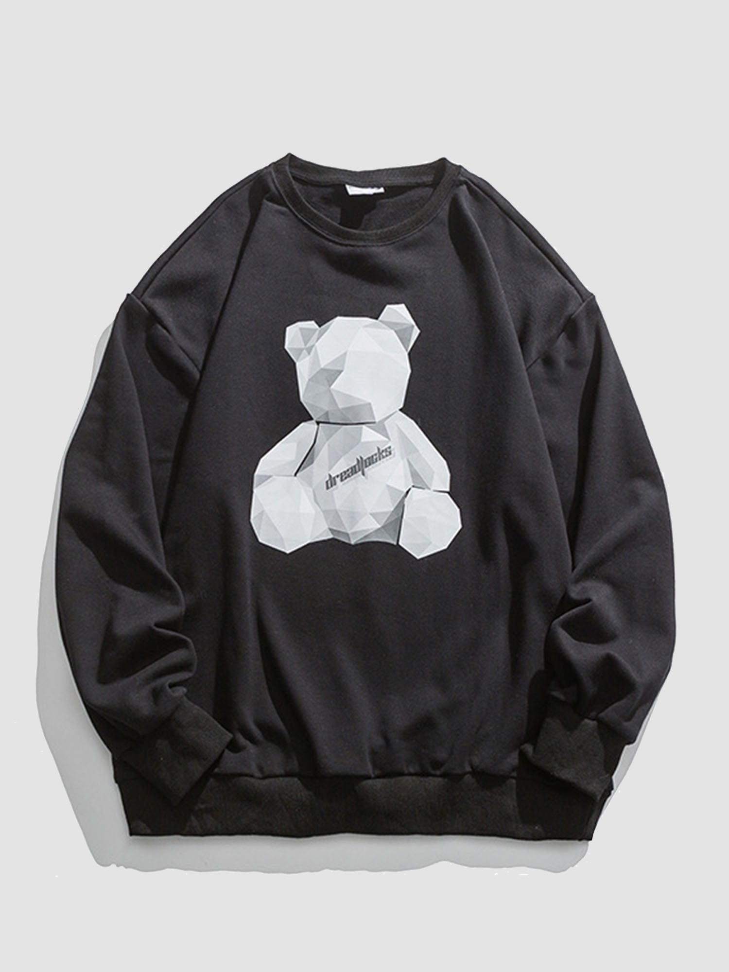 JUSTNOTAG Geometric Cartoon Bear Picture Sweatshirts