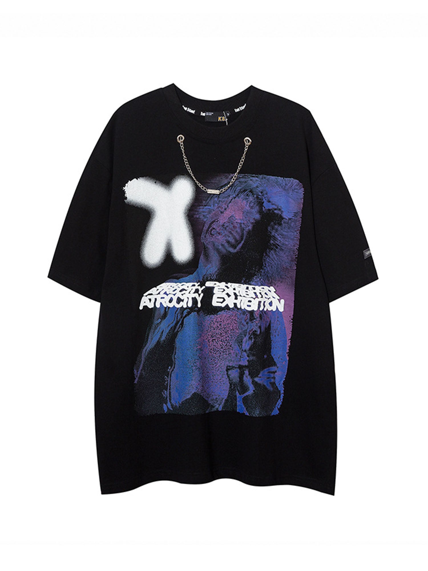 JUSTNOTAG People Abstract Decorative Chain Short Sleeve Tee