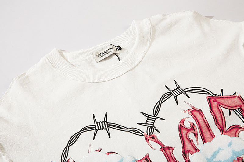 Justnotag Thorns Love Print T-shirt a maniche lunghe in cotone