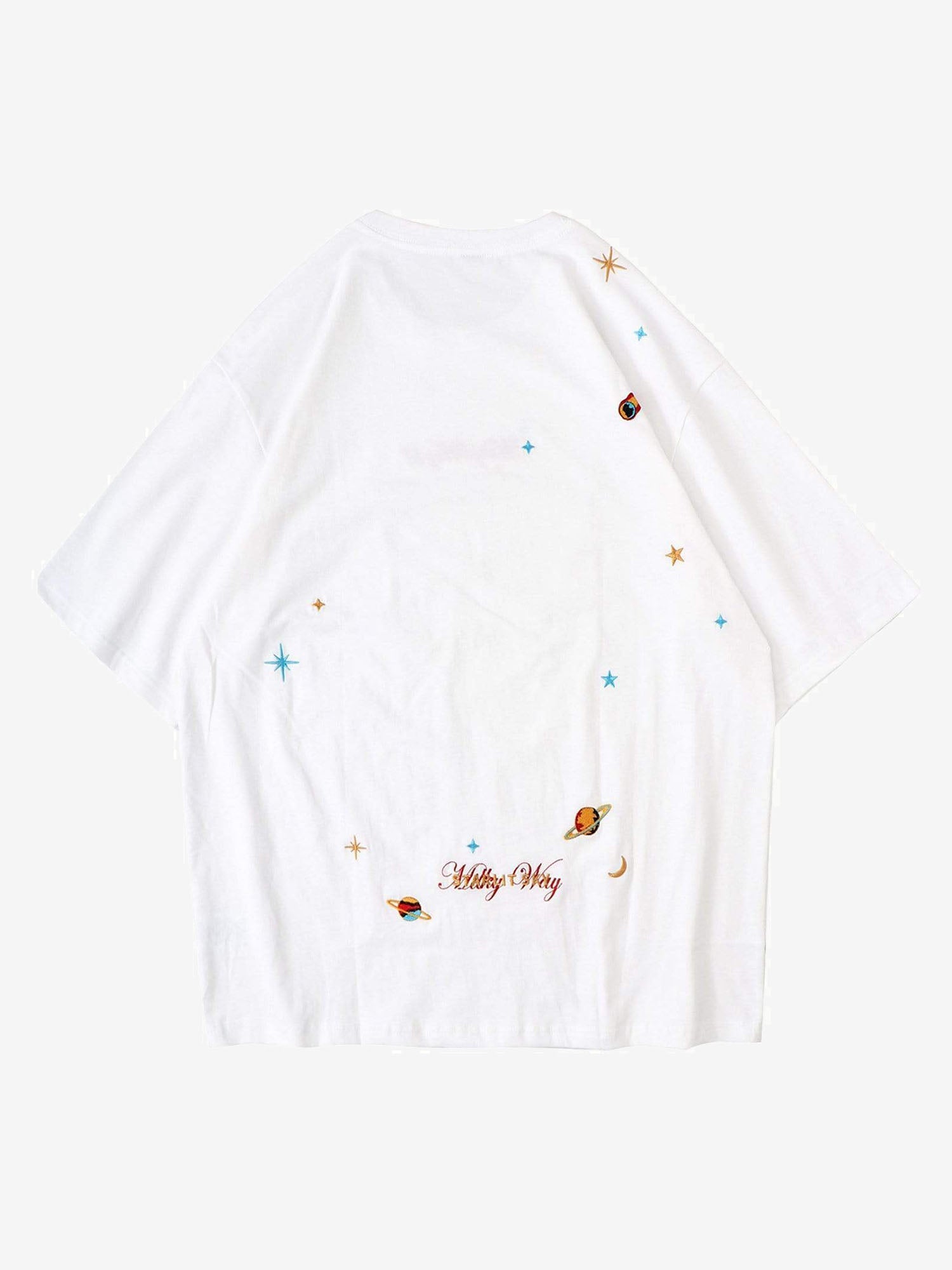 JUSTNOTAG Star Interstellar Space Embroidery Short Sleeve Tee