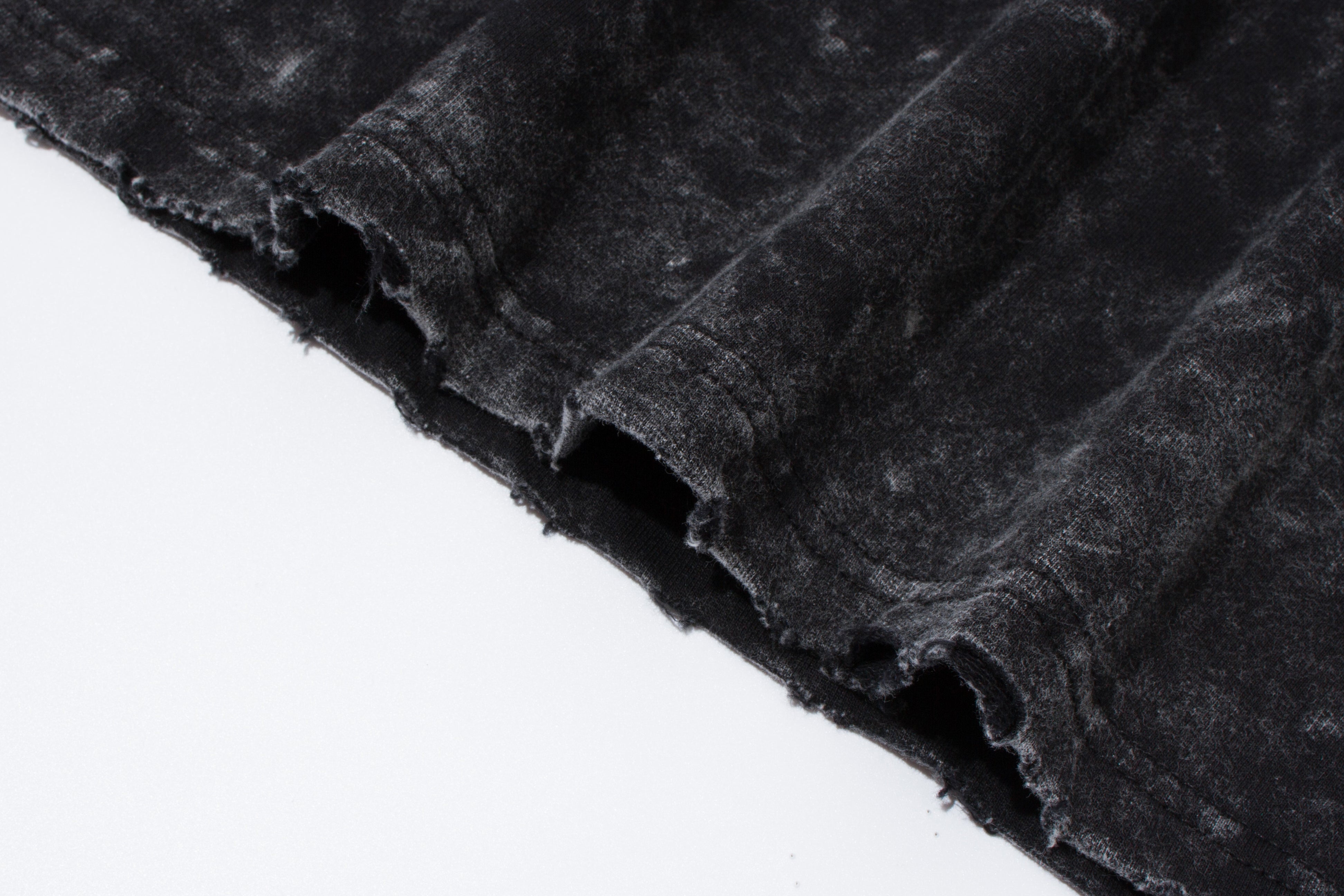 JUSTNOTAG Slit Vintage 100% Cotton Short Sleeve Tee - DarkGray Wash
