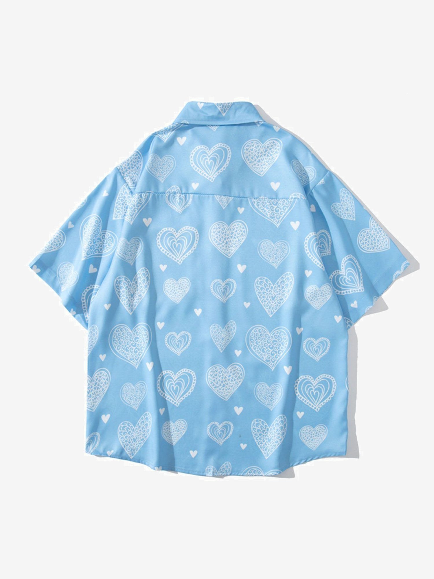 JUSTNOTAG Heart-Shaped Holiday Style Short Sleeve Shirt