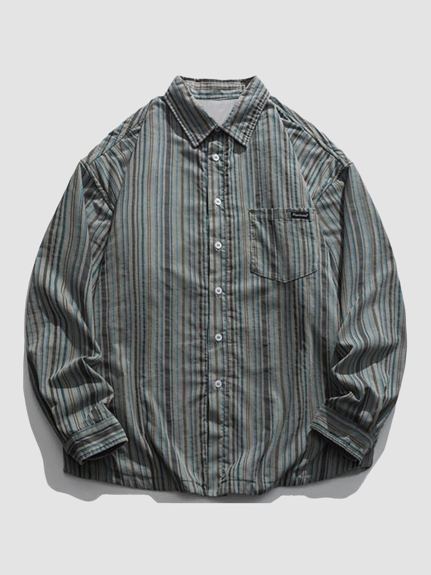 JUSTNOTAG Vertical Stripes Plus Fleece Long-sleeved Shirts