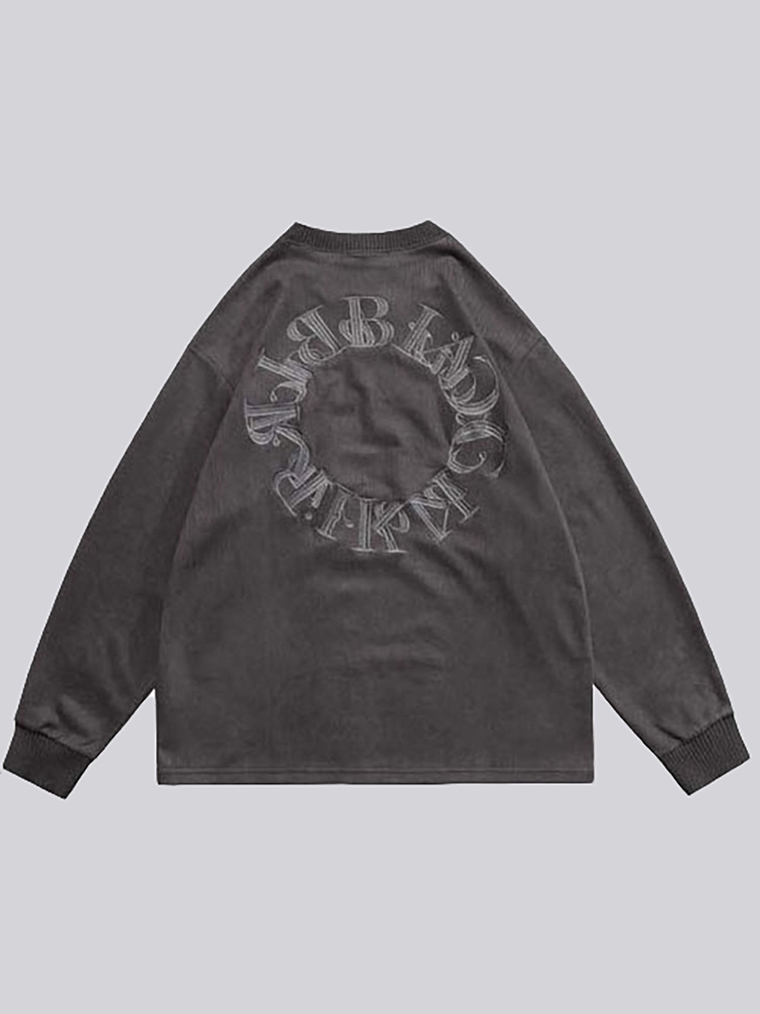 JUSTNOTAG Suede Fabric Letters Embroidery Sweatshirt